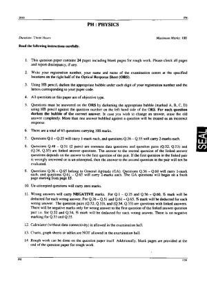 GATE 2010 Physics (PH) Question Paper with Answer Key