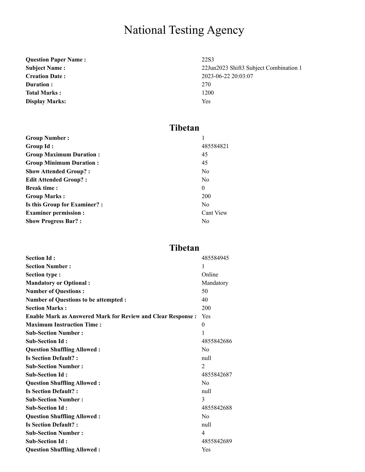 CUET 2023 English Bengali Shift 3 Question Papers - 22 June 2023 - Page 1