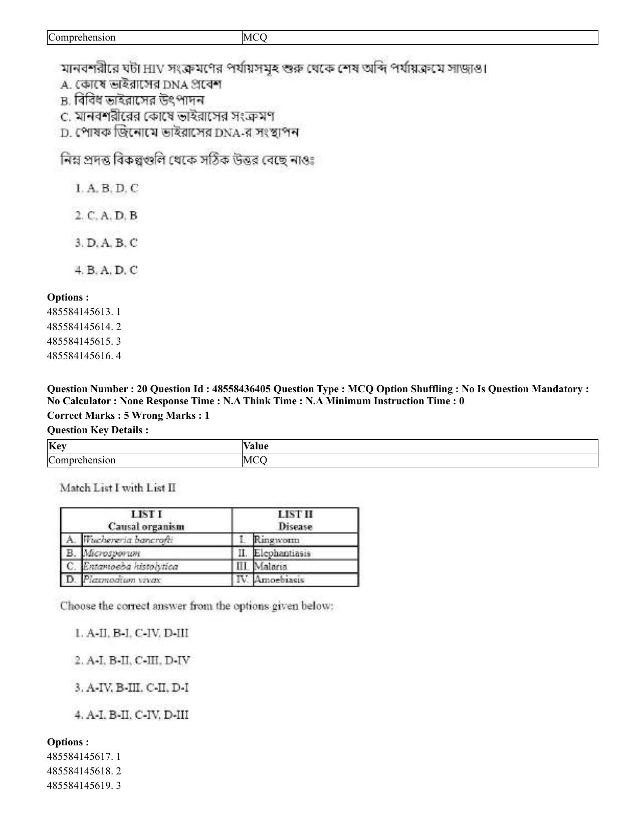 CUET 2023 English Bengali Shift 3 Question Papers - 22 June 2023 - Page 22