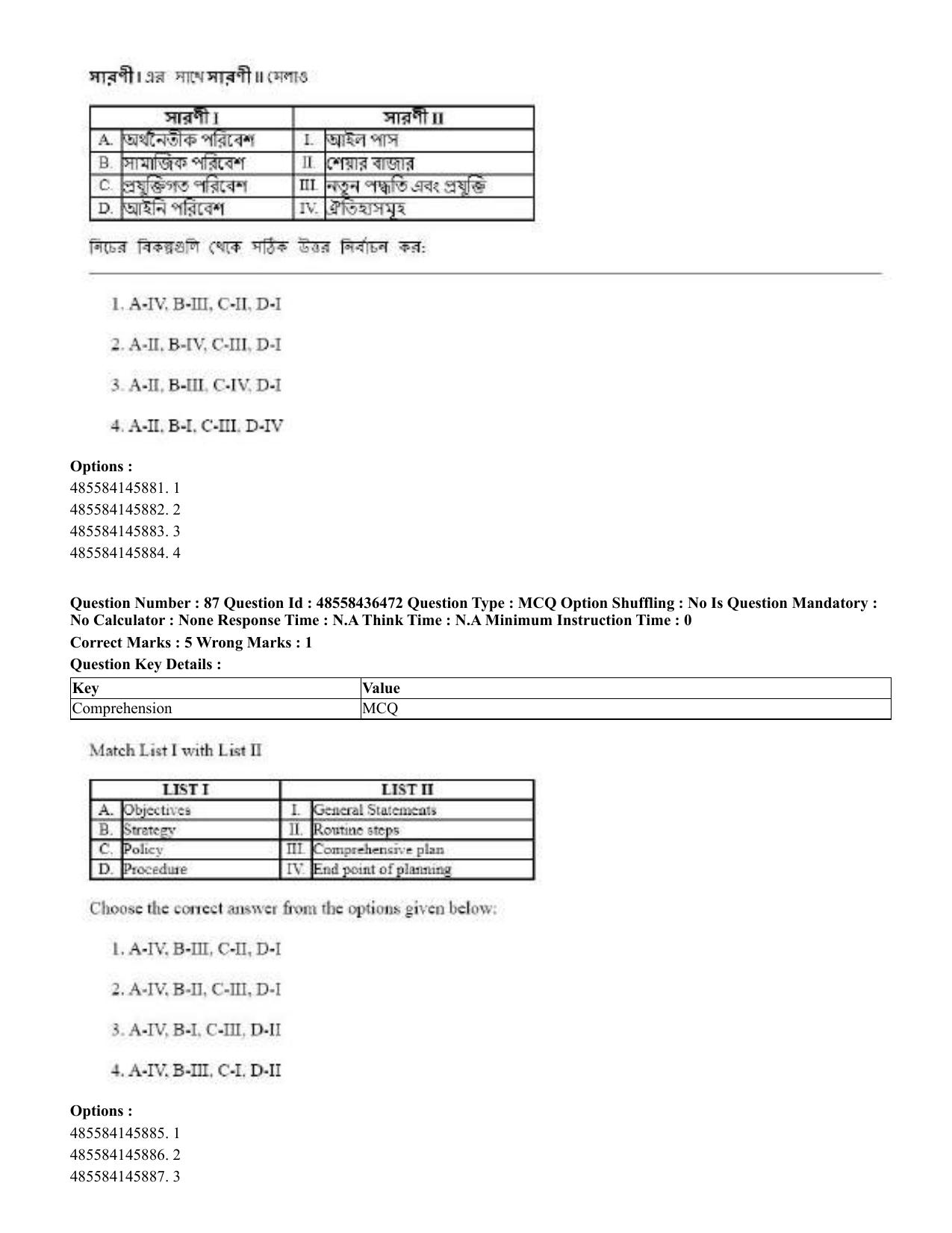 CUET 2023 English Bengali Shift 3 Question Papers - 22 June 2023 - Page 101