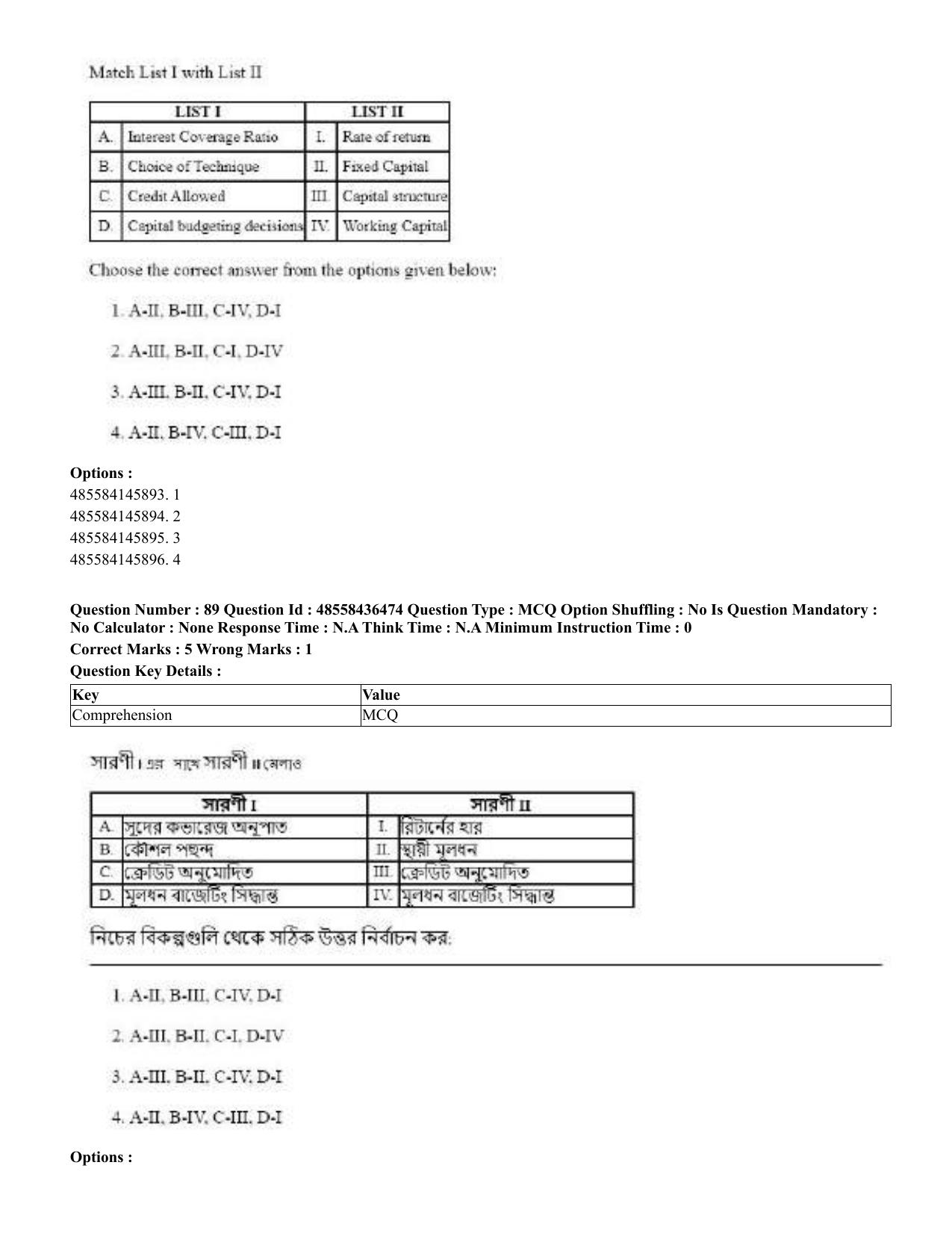 CUET 2023 English Bengali Shift 3 Question Papers - 22 June 2023 - Page 105