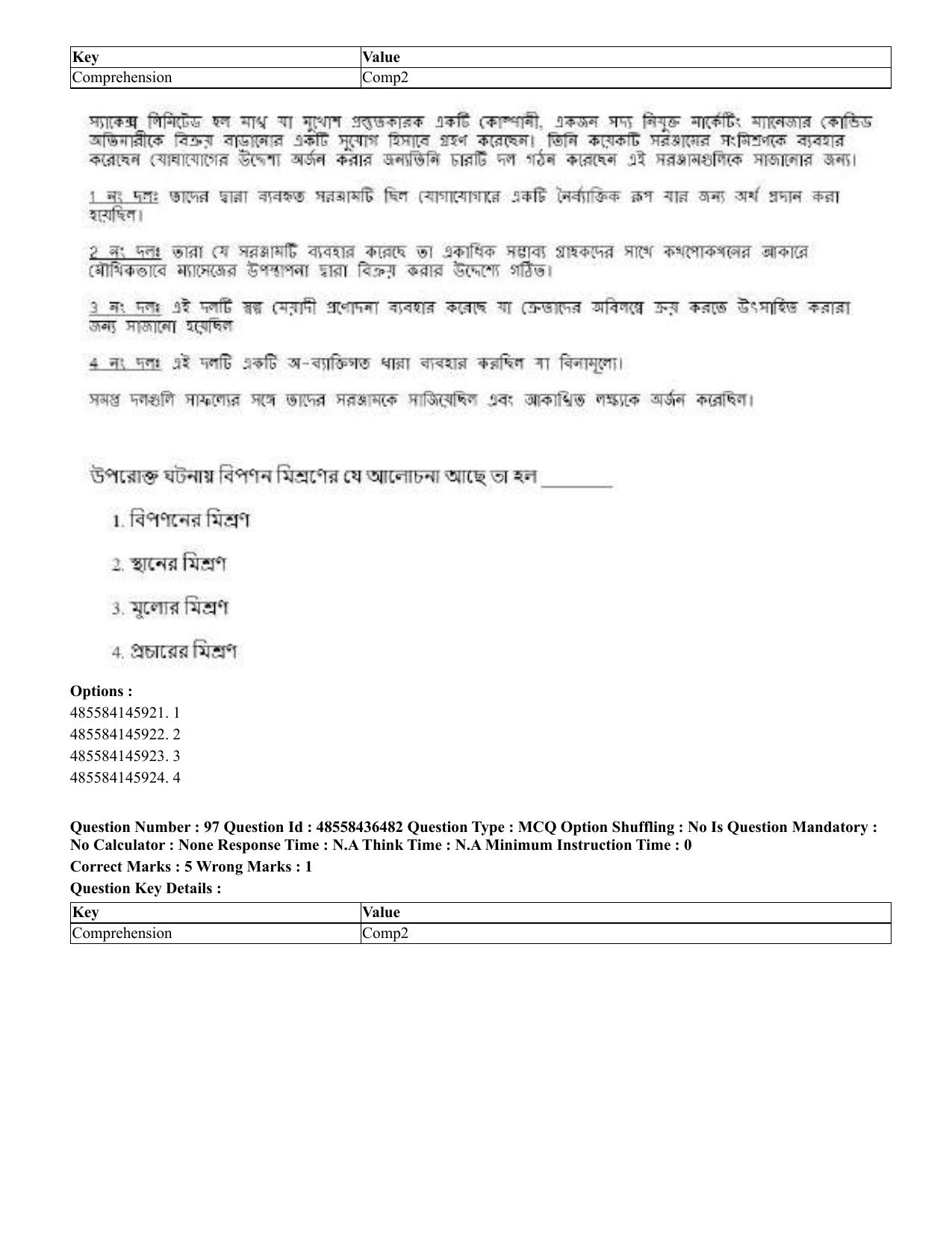 CUET 2023 English Bengali Shift 3 Question Papers - 22 June 2023 - Page 116