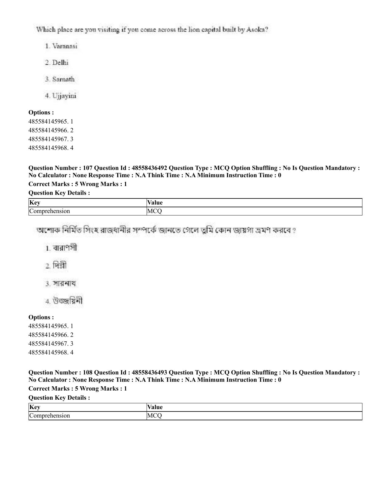 CUET 2023 English Bengali Shift 3 Question Papers - 22 June 2023 - Page 131