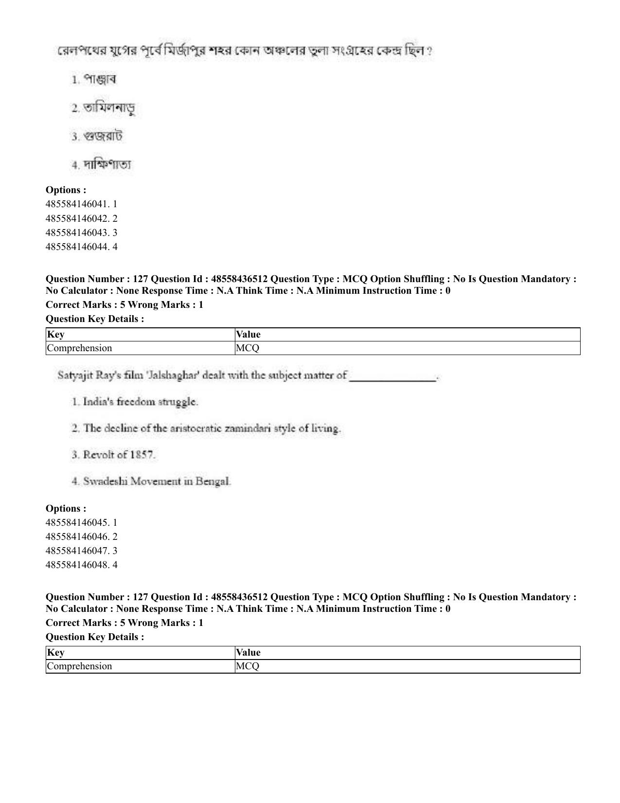 CUET 2023 English Bengali Shift 3 Question Papers - 22 June 2023 - Page 152