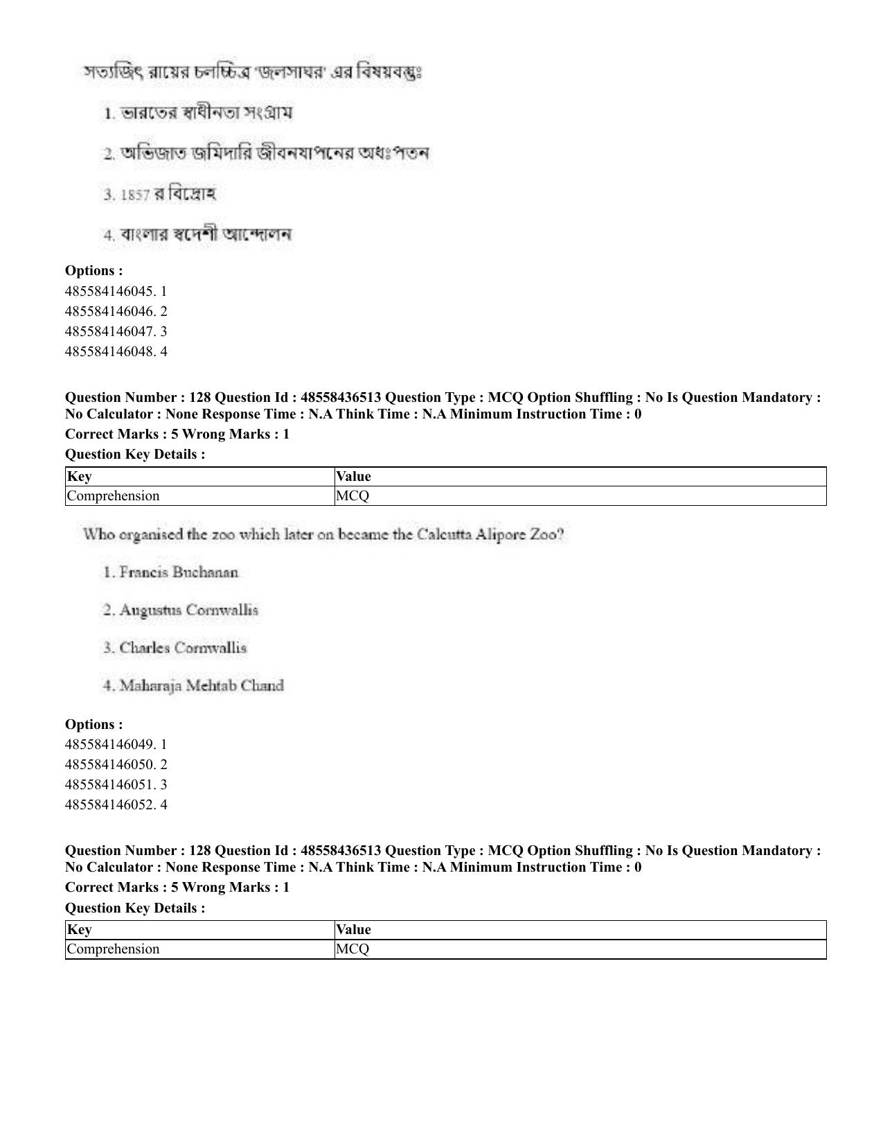 CUET 2023 English Bengali Shift 3 Question Papers - 22 June 2023 - Page 153