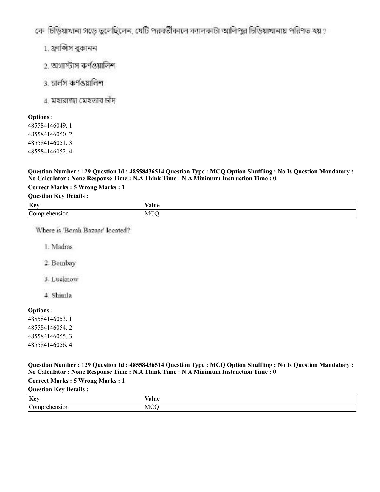 CUET 2023 English Bengali Shift 3 Question Papers - 22 June 2023 - Page 154