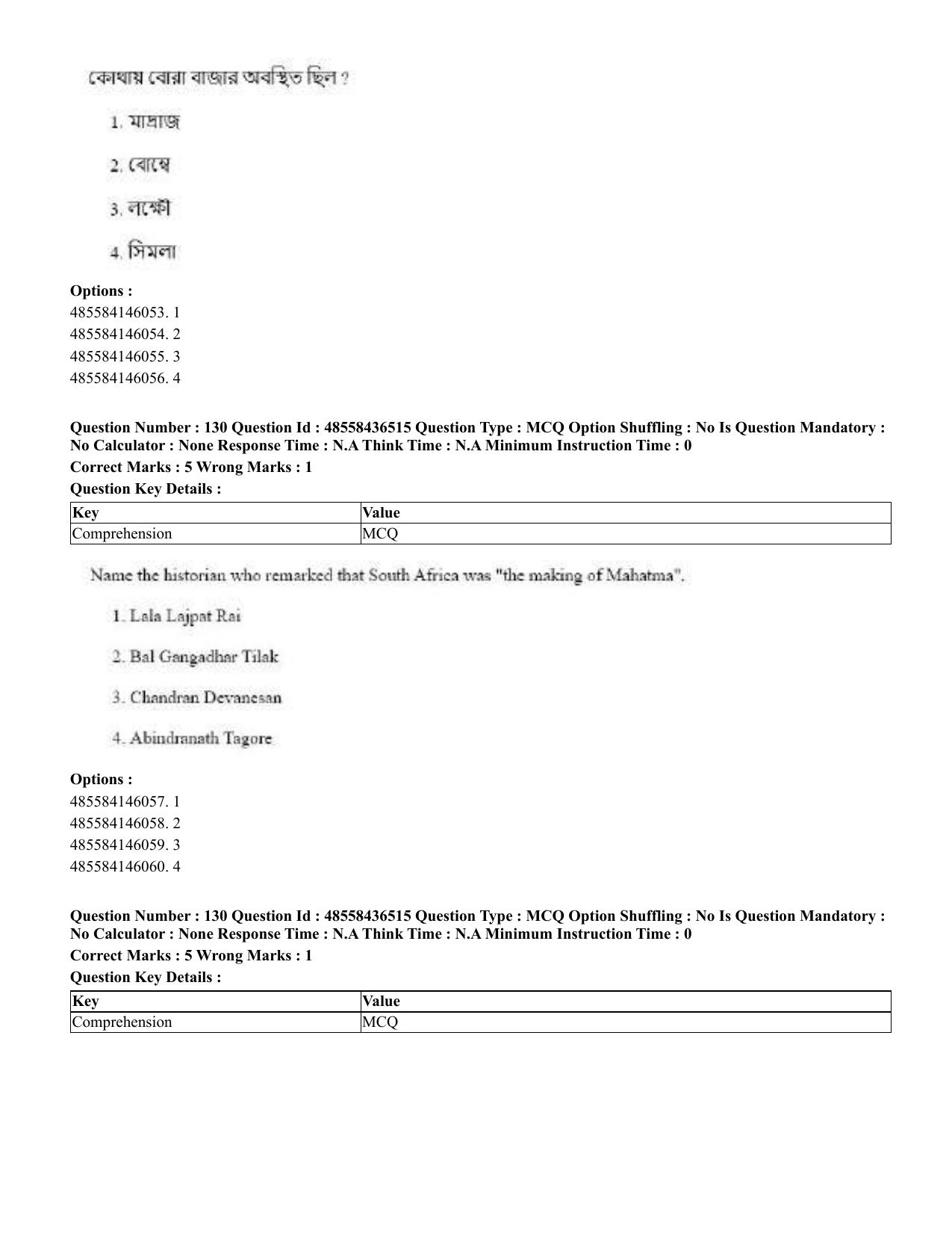 CUET 2023 English Bengali Shift 3 Question Papers - 22 June 2023 - Page 155