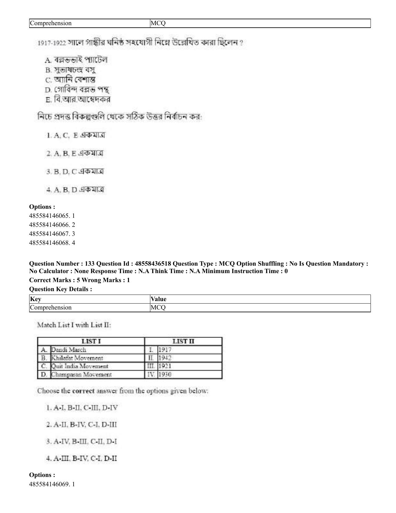 CUET 2023 English Bengali Shift 3 Question Papers - 22 June 2023 - Page 158