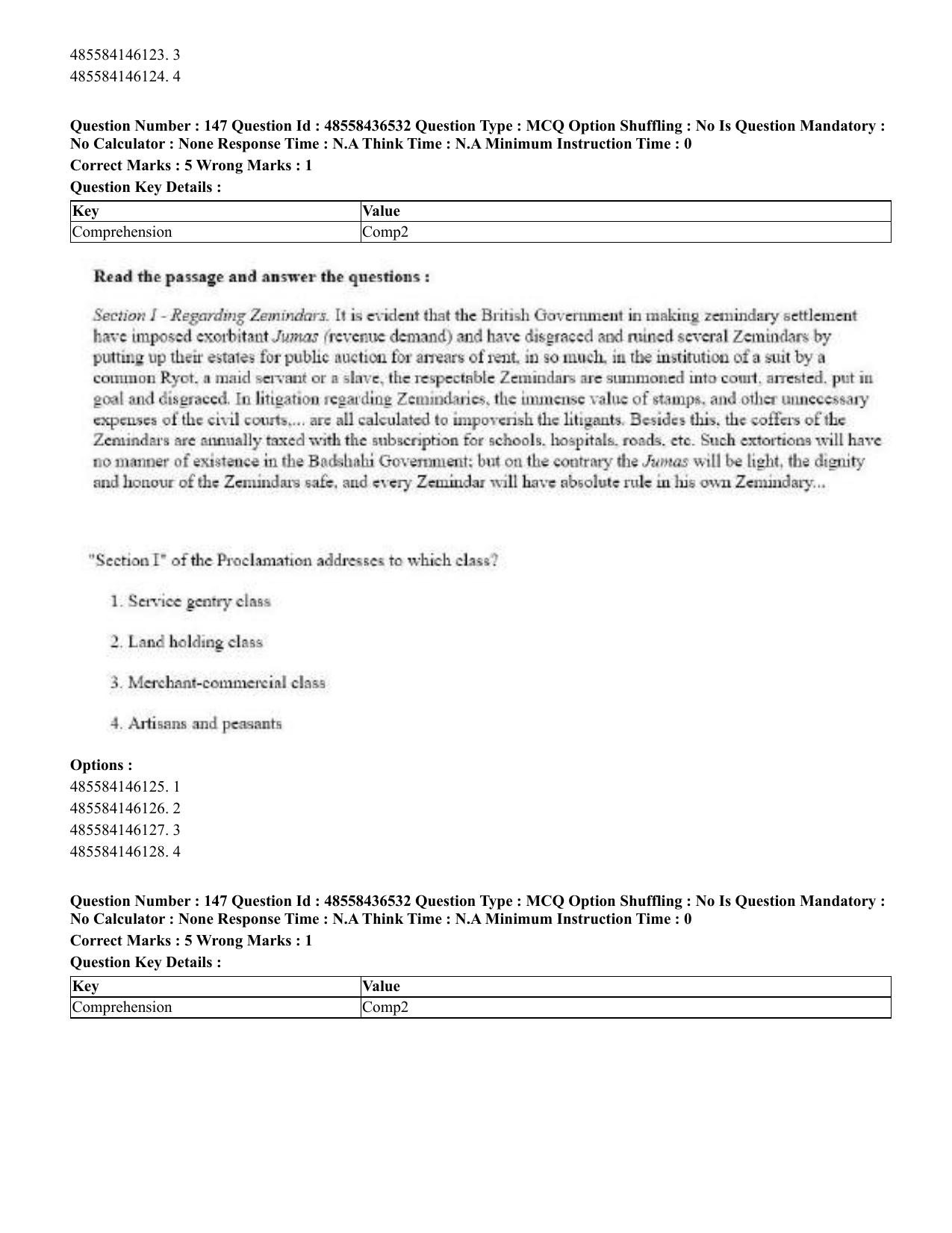 CUET 2023 English Bengali Shift 3 Question Papers - 22 June 2023 - Page 176