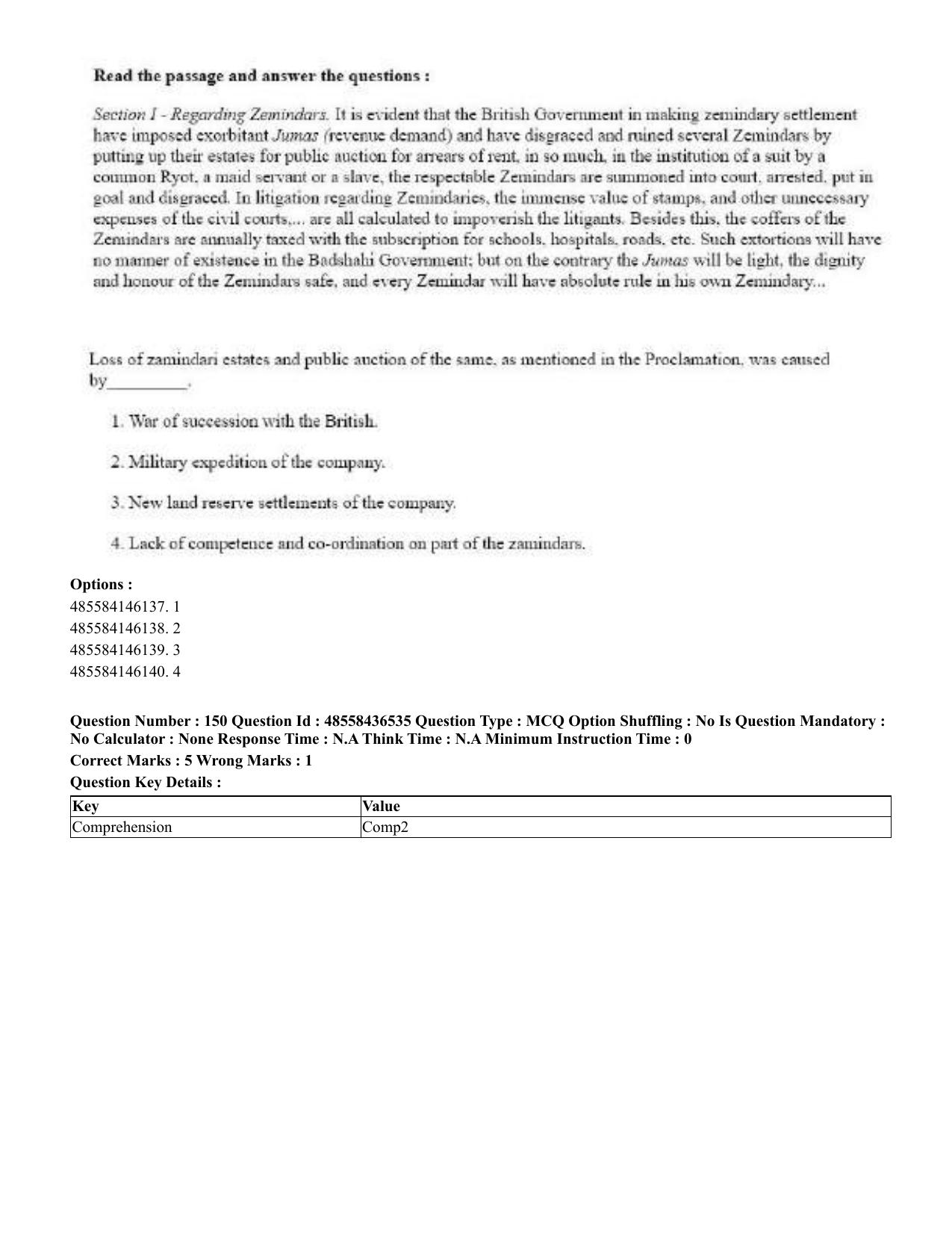 CUET 2023 English Bengali Shift 3 Question Papers - 22 June 2023 - Page 181