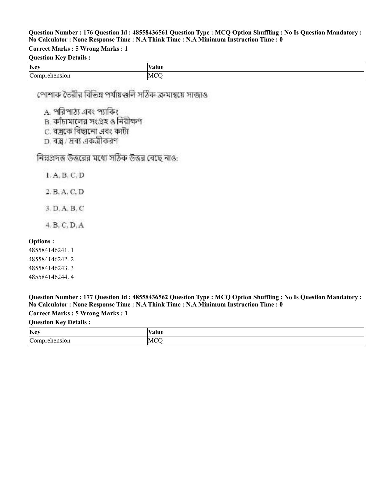CUET 2023 English Bengali Shift 3 Question Papers - 22 June 2023 - Page 209