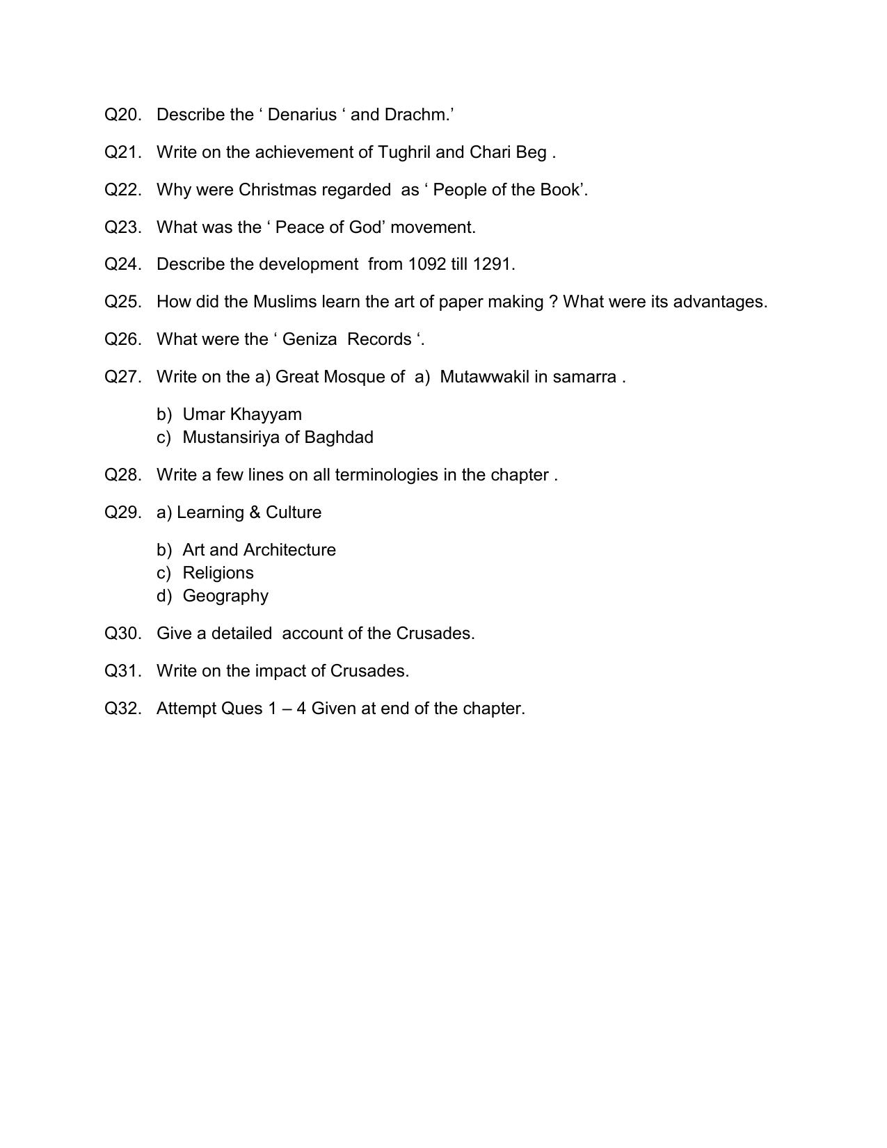 CBSE Worksheets for Class 11 History Islam Assignment - Page 2