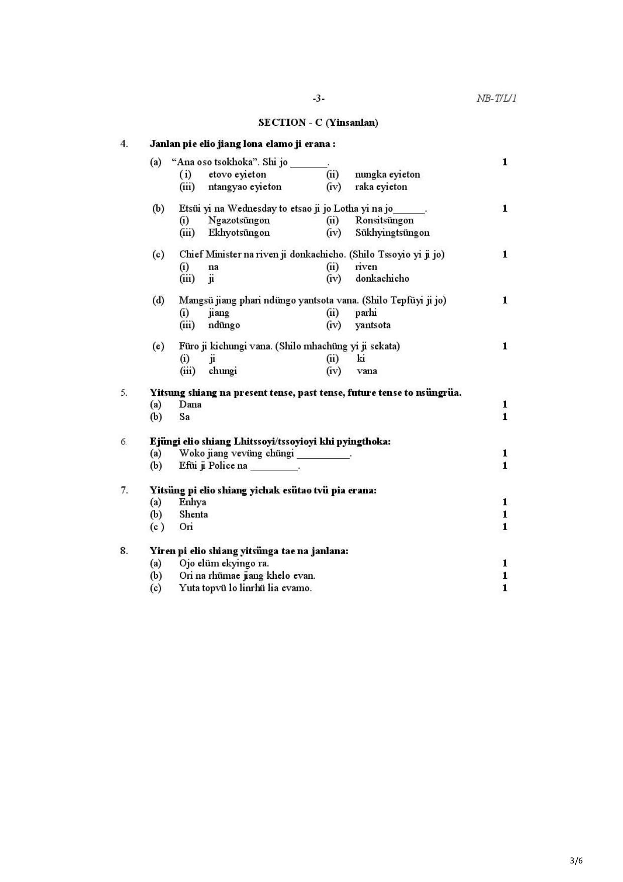 Nagaland Board Class 10 Lotha 2021 Question Paper - Page 3