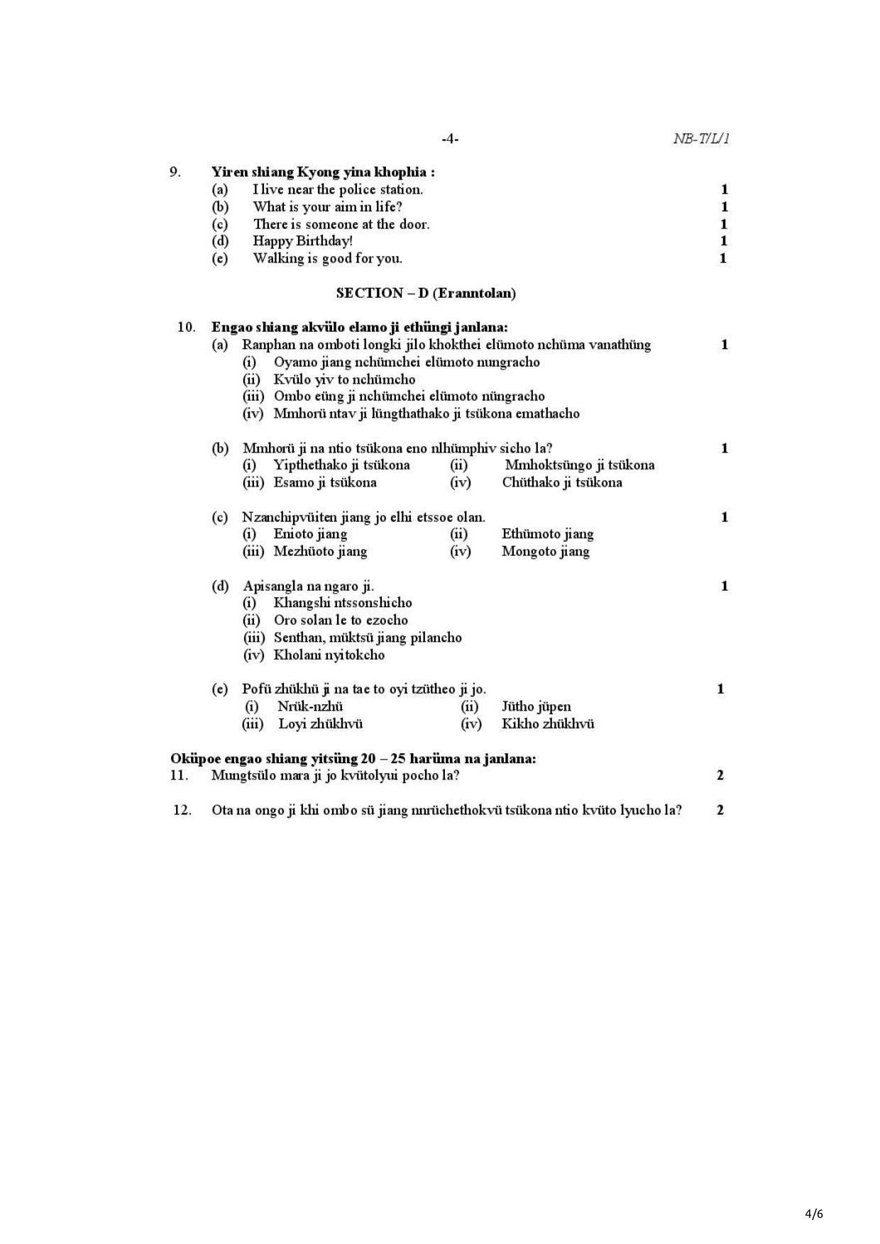 Nagaland Board Class 10 Lotha 2021 Question Paper - Page 4