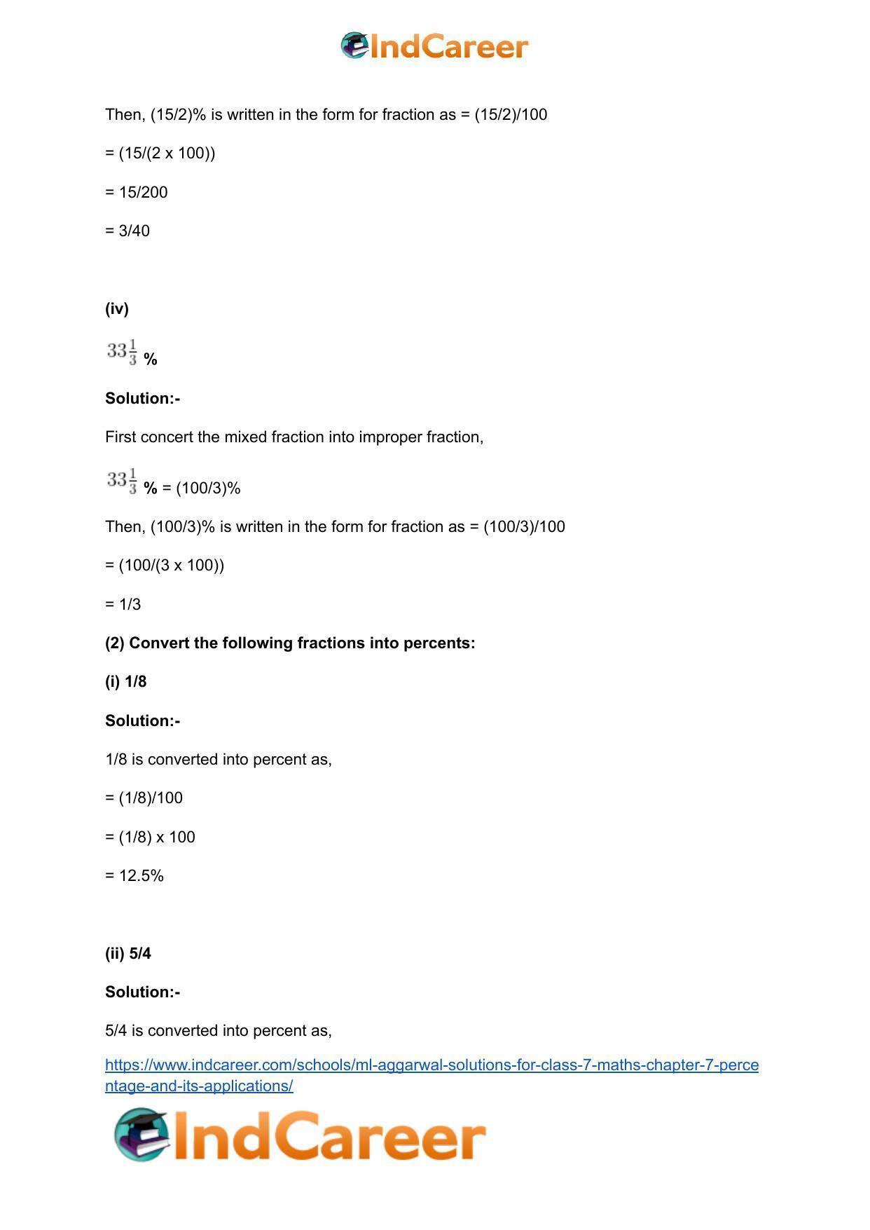 ML Aggarwal Solutions for Class 7 Maths Chapter 7- Percentage and Its Applications - Page 3