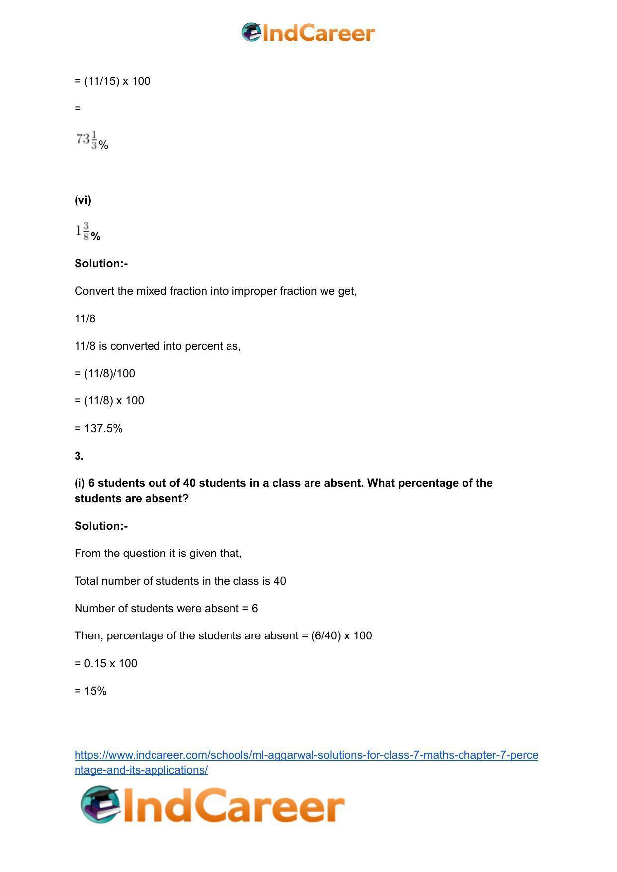 ML Aggarwal Solutions for Class 7 Maths Chapter 7- Percentage and Its Applications - Page 5
