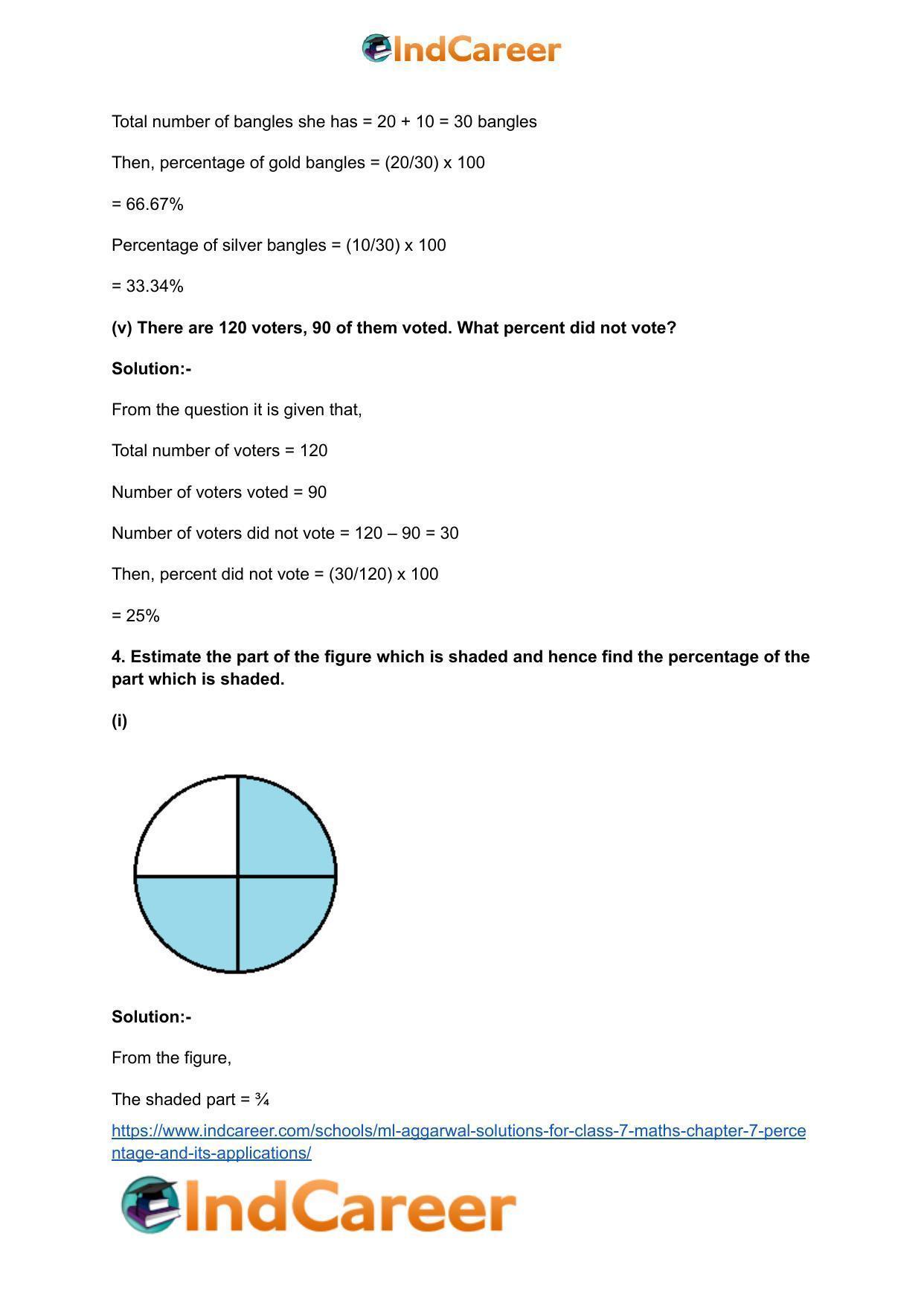 ML Aggarwal Solutions for Class 7 Maths Chapter 7- Percentage and Its Applications - Page 7