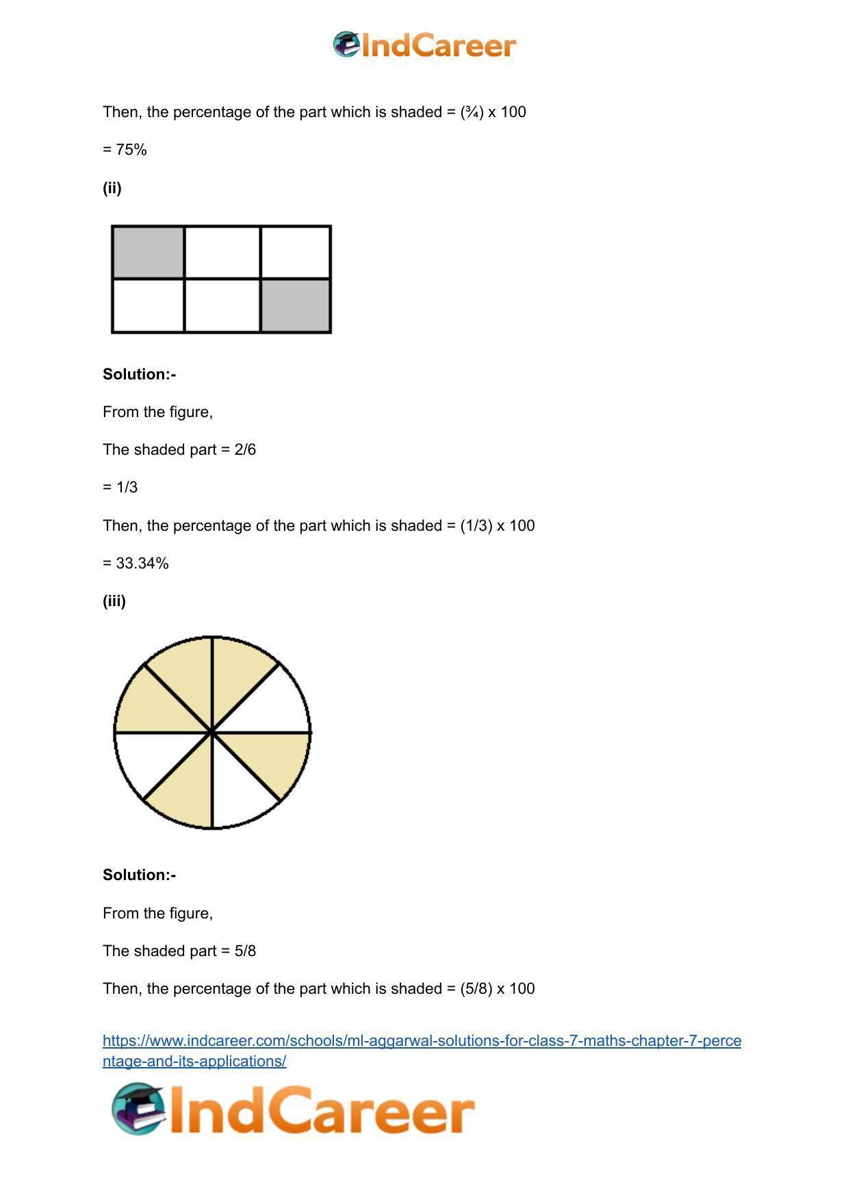 ML Aggarwal Solutions for Class 7 Maths Chapter 7- Percentage and Its Applications - Page 8