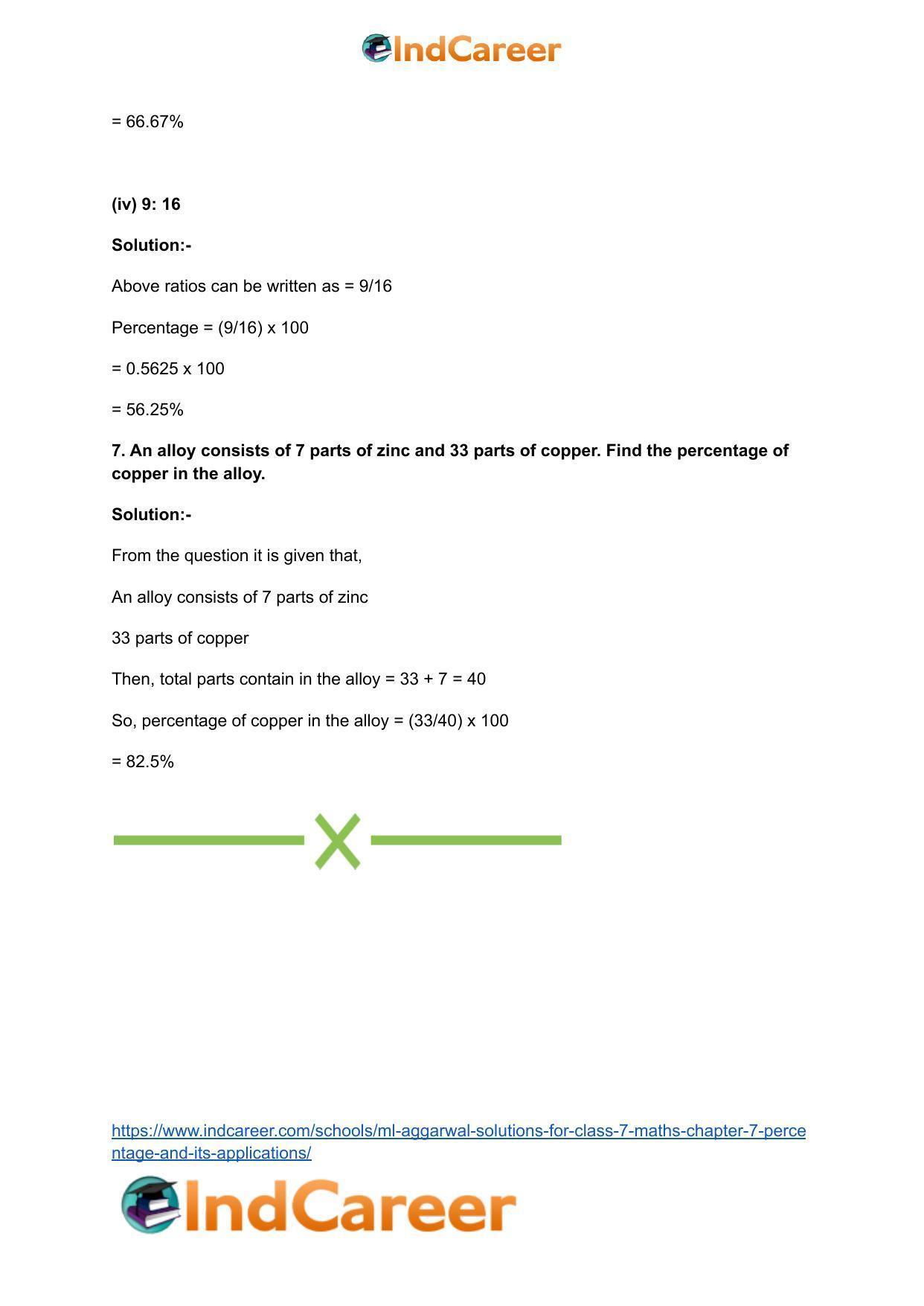 ML Aggarwal Solutions for Class 7 Maths Chapter 7- Percentage and Its Applications - Page 11