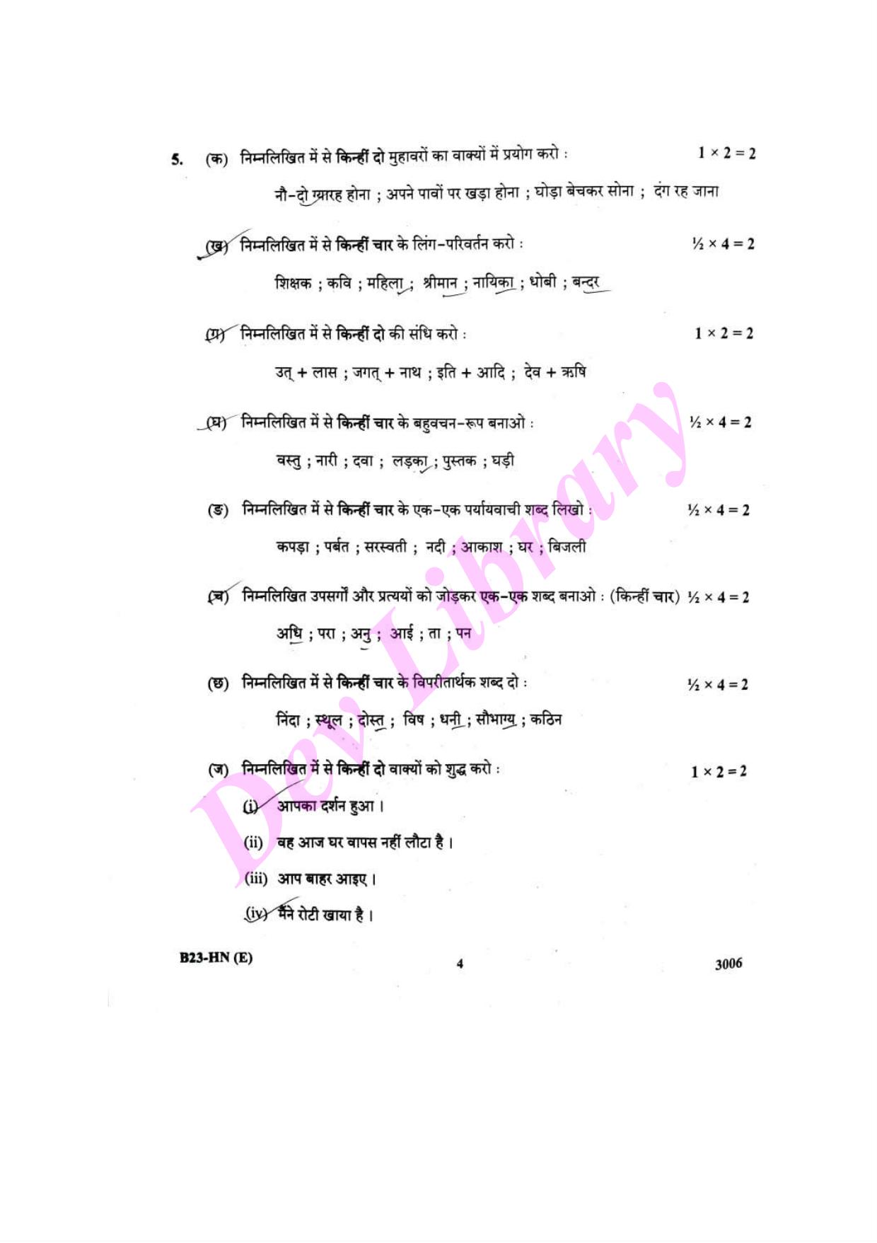 SEBA HSLC Hindi (Elective) Question Paper 2023 - Page 4