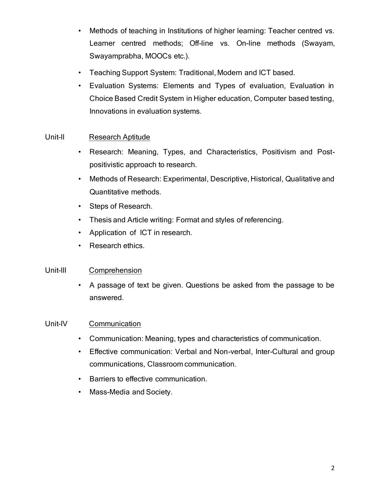 TNSET Syllabus - General Paper On Teaching & Research Aptitude - Page 2