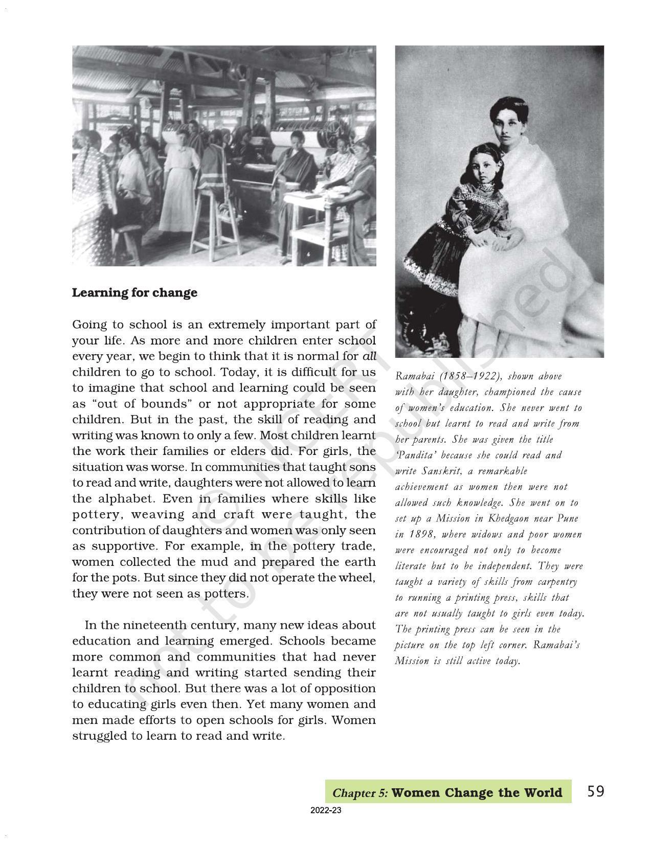 NCERT Book for Class 7 Social Science(Civics): Chapter 5-Women Change the World - Page 6