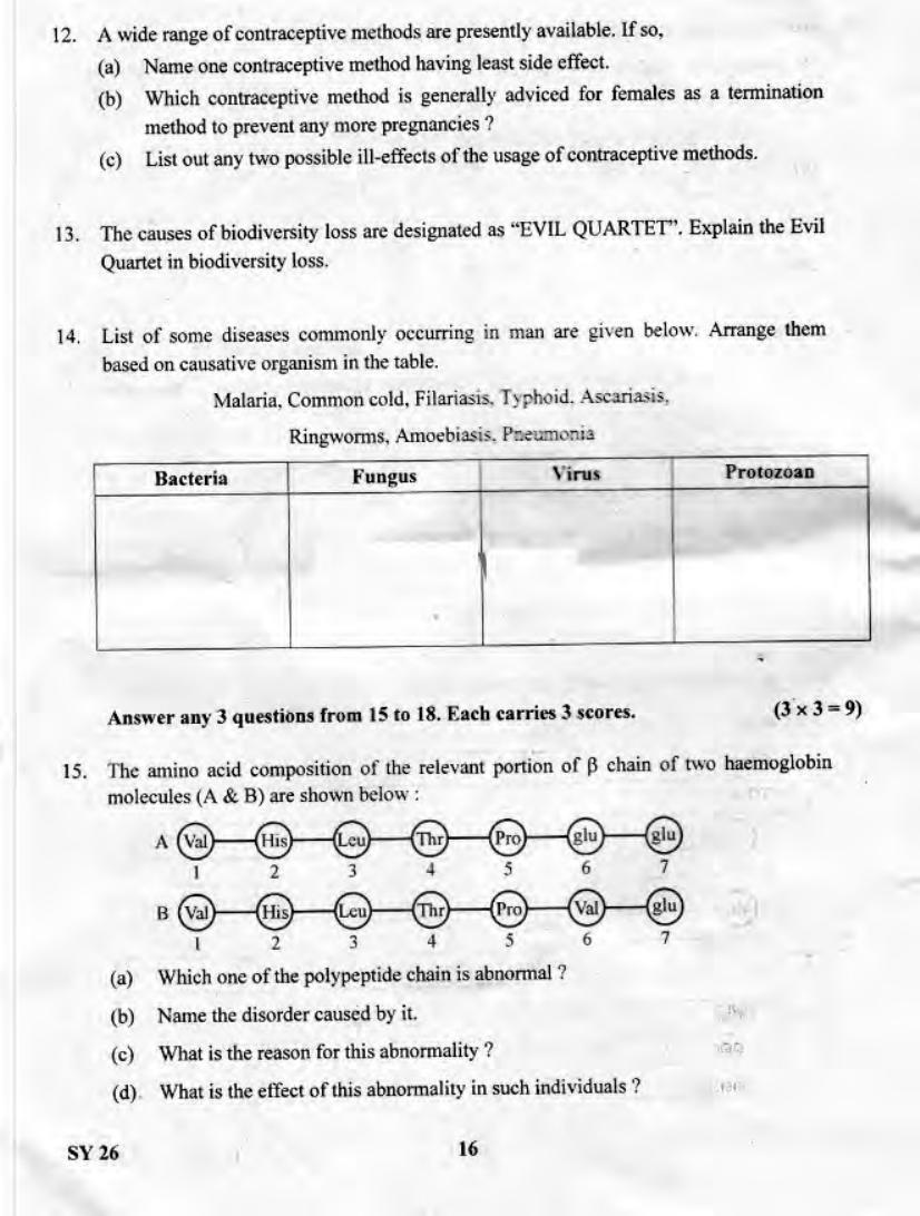 Kerala Plus Two 2019 Biology Question Paper - Page 15