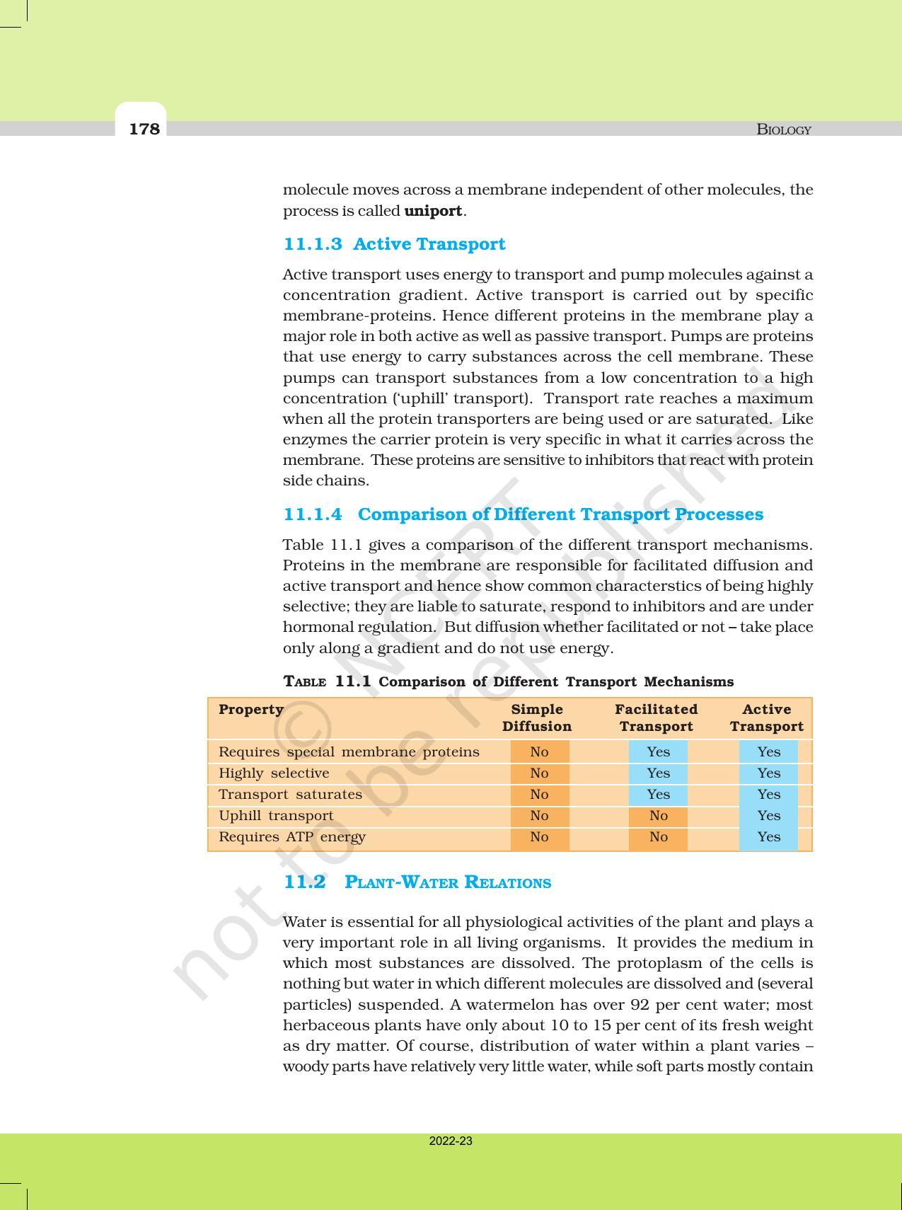 NCERT Book for Class 11 Biology Chapter 11 Transport in Plants - Page 6