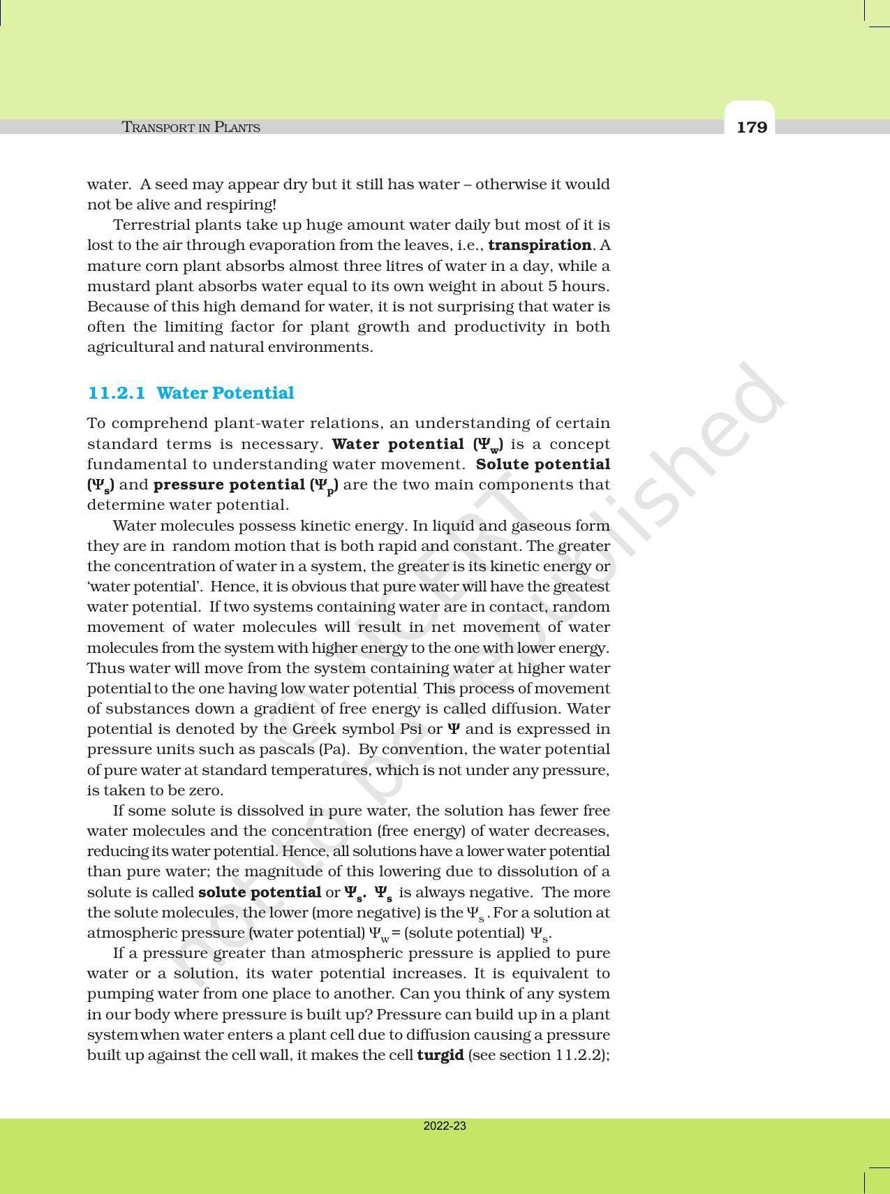 NCERT Book for Class 11 Biology Chapter 11 Transport in Plants - Page 7