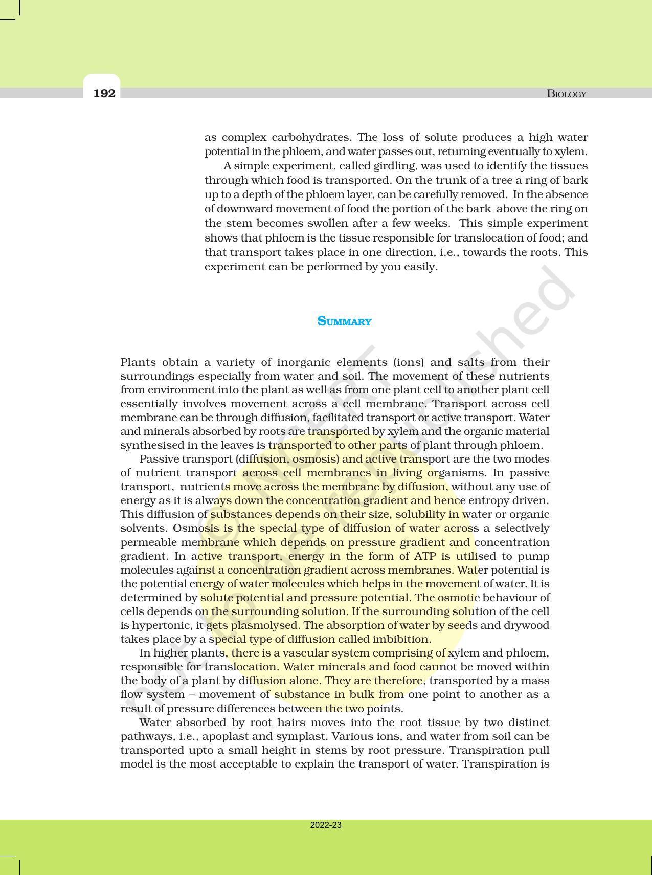 NCERT Book for Class 11 Biology Chapter 11 Transport in Plants - Page 20