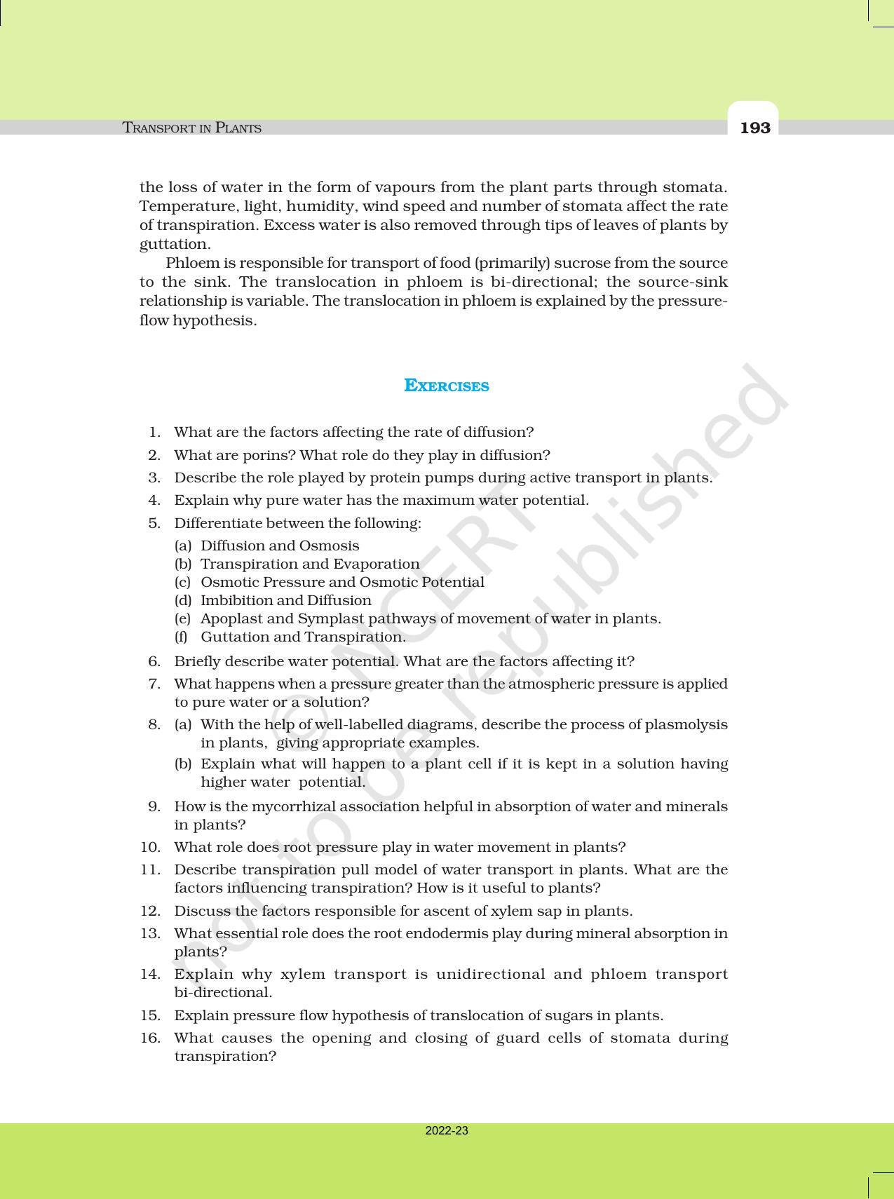 NCERT Book for Class 11 Biology Chapter 11 Transport in Plants - Page 21