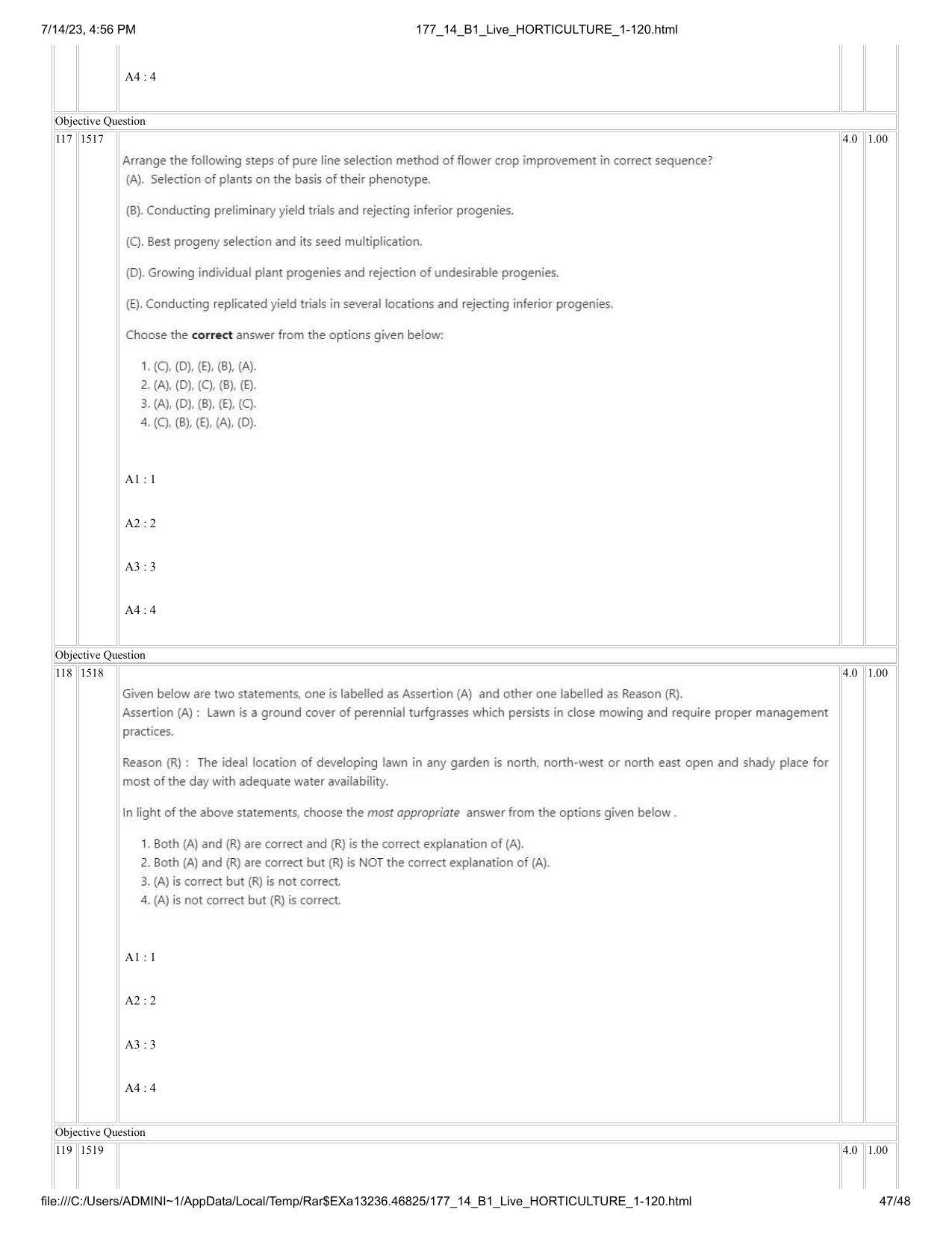 ICAR AIEEA PG 2023 HORTICULTURE Question Paper- 14 July 2023 - Page 47