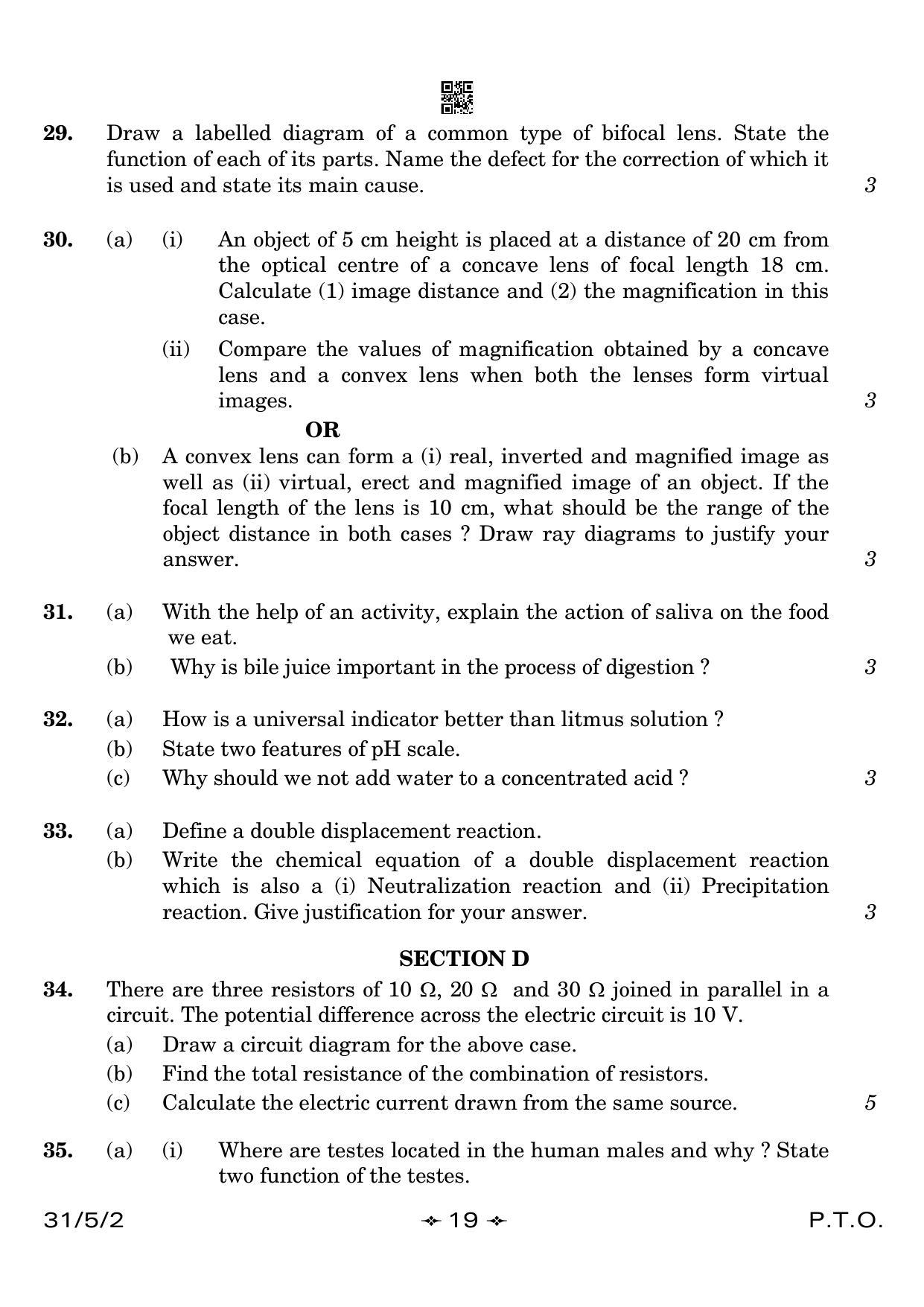 CBSE Class 10 31-5-2 Science 2023 Question Paper - Page 19