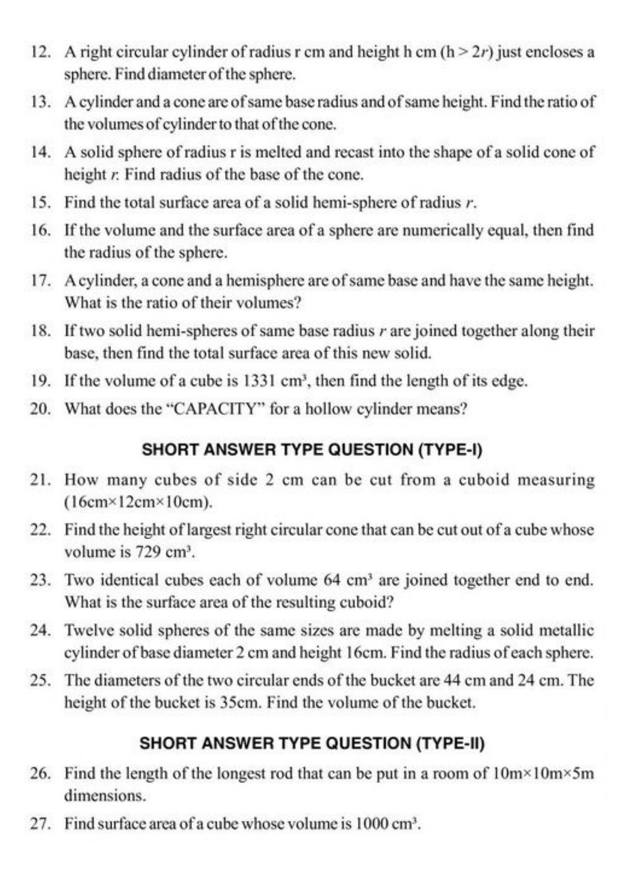 Class 10 Notes, Question & Practice Paper - Mathematics (Topic 13 : Surface Areas and Volumes) - Page 8