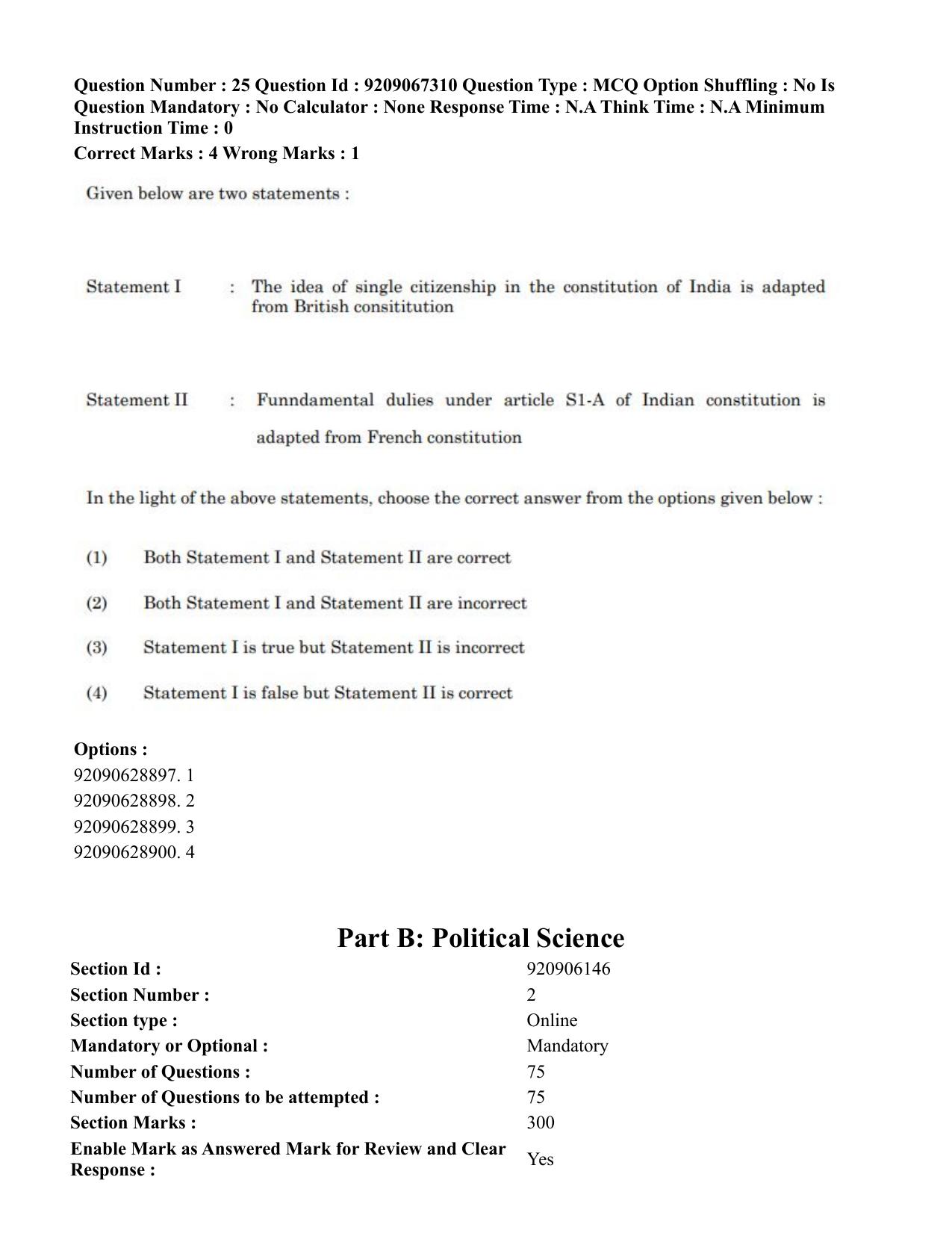 CUET PG 2023: HUQP18 – Political Science (Eng.)-Shift 1 (08-06-2023) Question Paper - Page 28