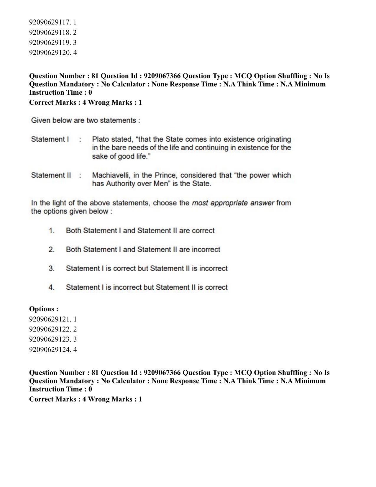 CUET PG 2023: HUQP18 – Political Science (Eng.)-Shift 1 (08-06-2023) Question Paper - Page 91