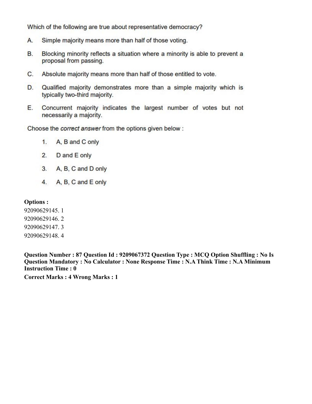 CUET PG 2023: HUQP18 – Political Science (Eng.)-Shift 1 (08-06-2023) Question Paper - Page 99