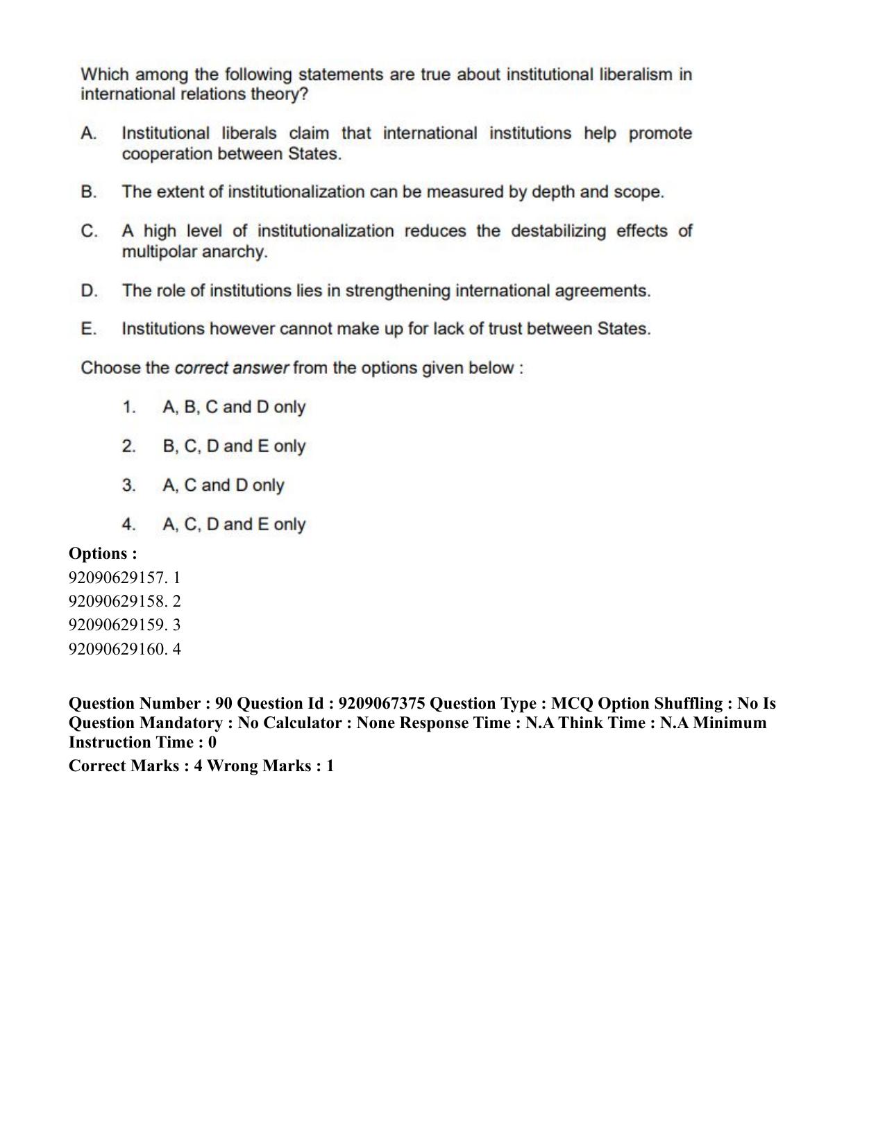 CUET PG 2023: HUQP18 – Political Science (Eng.)-Shift 1 (08-06-2023) Question Paper - Page 105