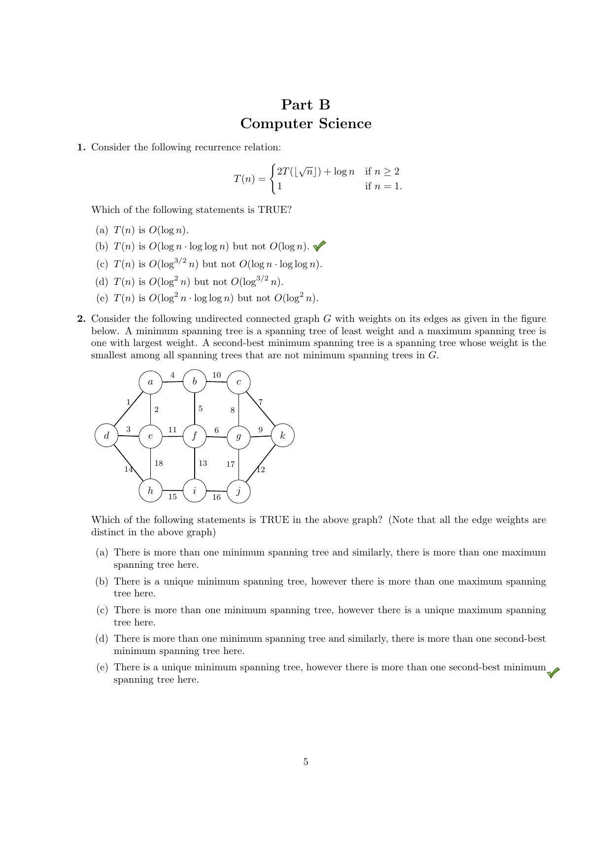 TIFR GS 2015 Computer & Systems Sciences Question Paper - Page 6