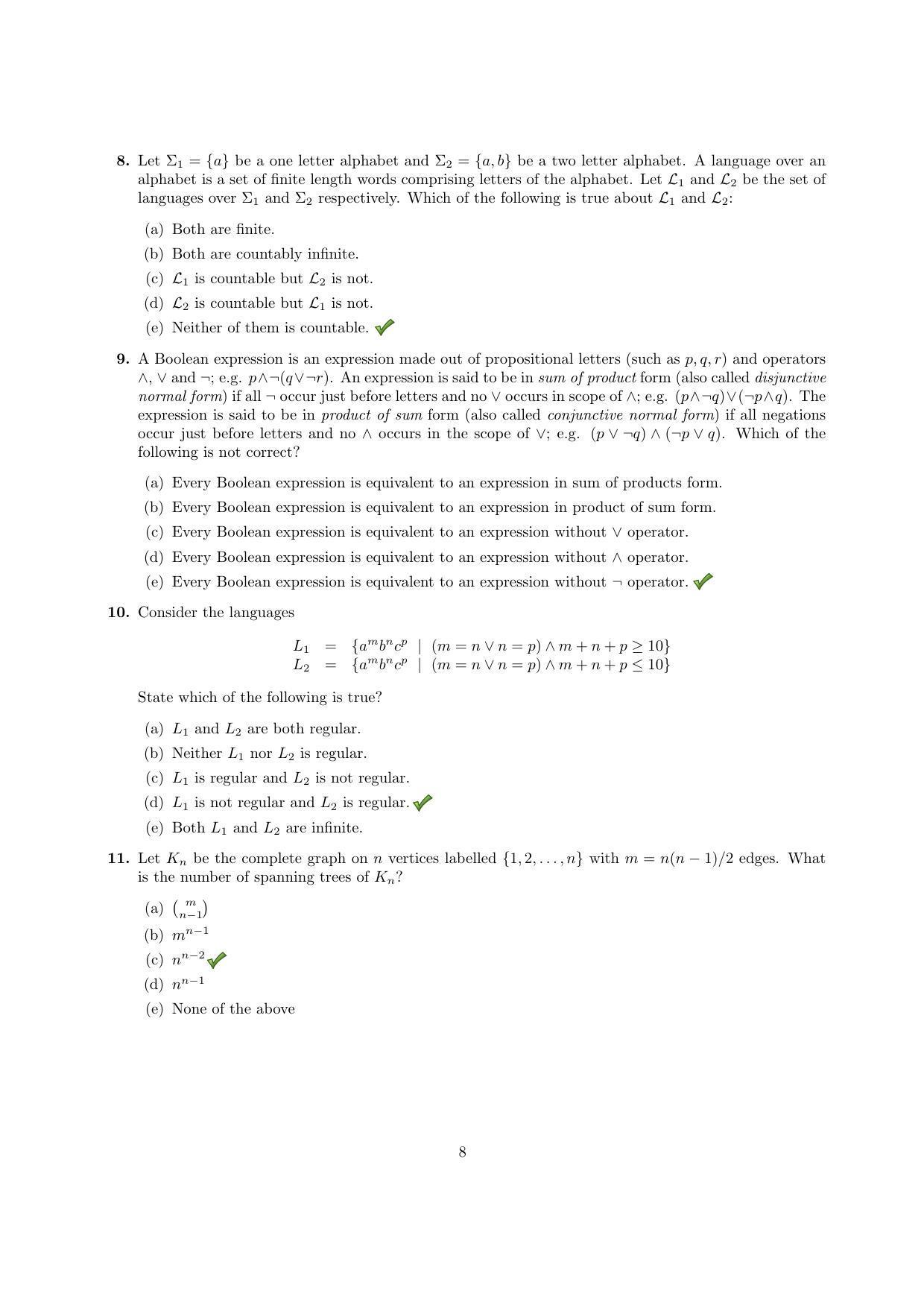 TIFR GS 2015 Computer & Systems Sciences Question Paper - Page 9