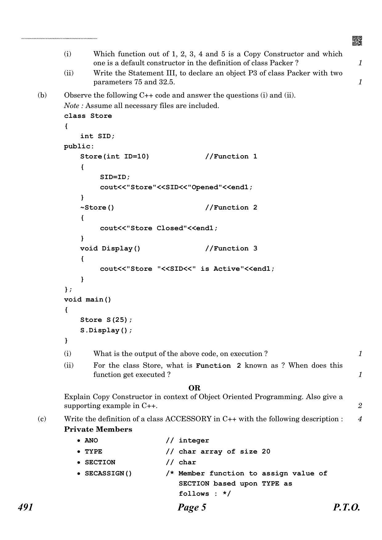 CBSE Class 12 QP_283_computer_science_old 2021 Compartment Question Paper - Page 5