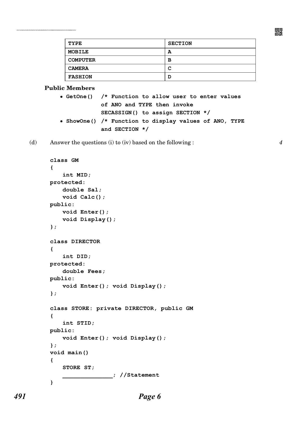 CBSE Class 12 QP_283_computer_science_old 2021 Compartment Question Paper - Page 6