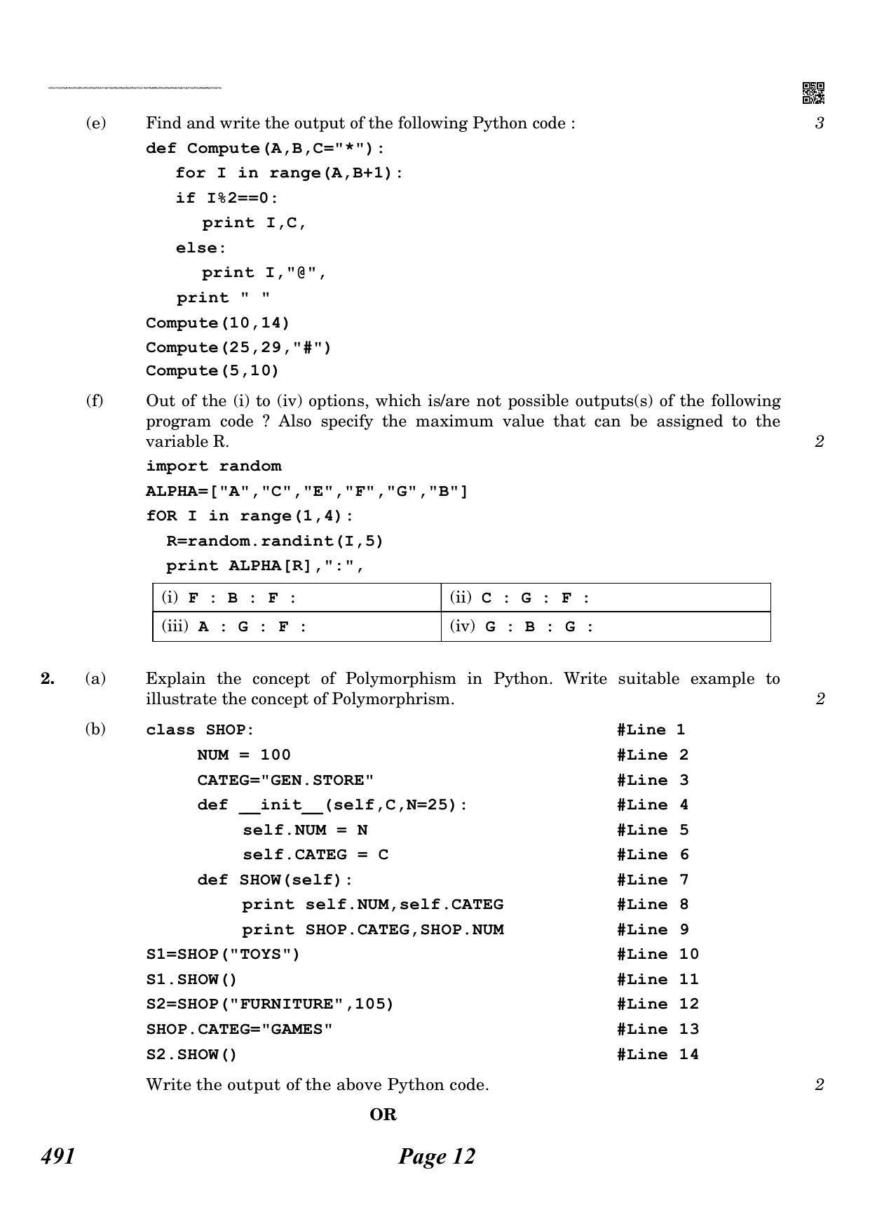 CBSE Class 12 QP_283_computer_science_old 2021 Compartment Question Paper - Page 12