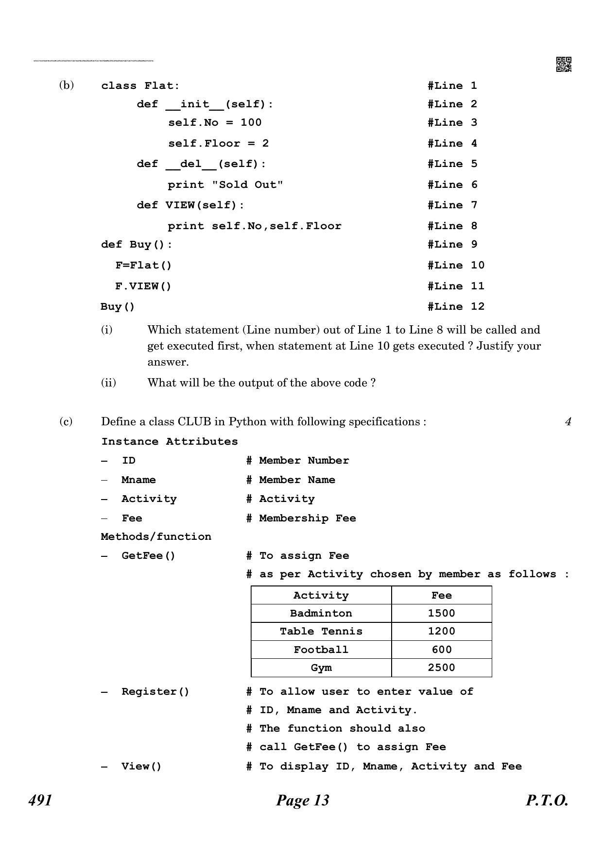 CBSE Class 12 QP_283_computer_science_old 2021 Compartment Question Paper - Page 13