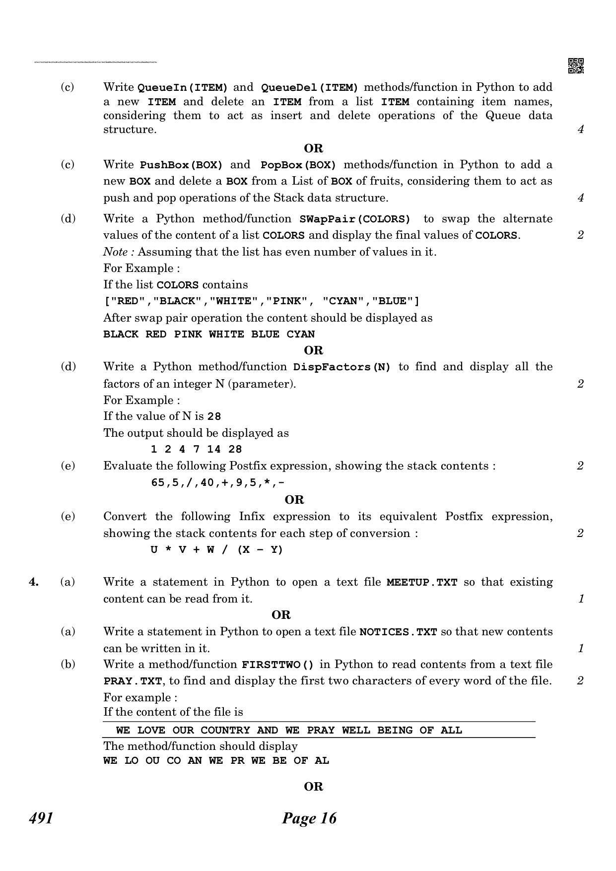 CBSE Class 12 QP_283_computer_science_old 2021 Compartment Question Paper - Page 16
