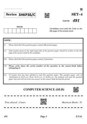 CBSE Class 12 QP_283_computer_science_old 2021 Compartment Question Paper