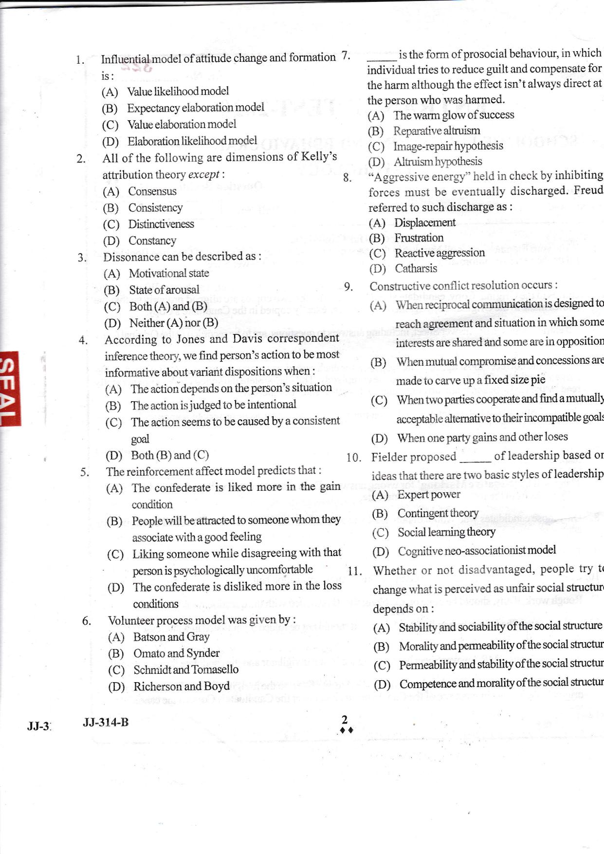 KUET 2023 M.A. Psychology Question Paper - Page 17