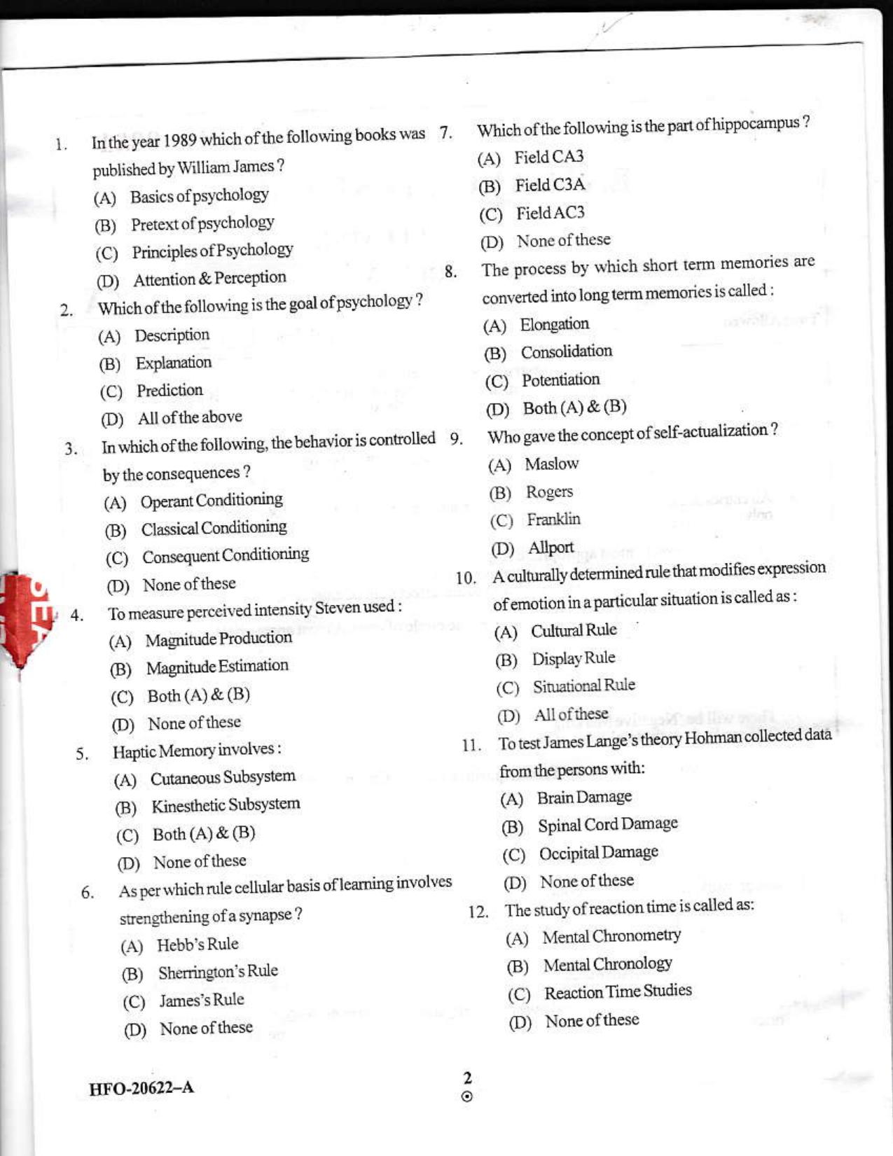 KUET 2023 M.A. Psychology Question Paper - Page 23