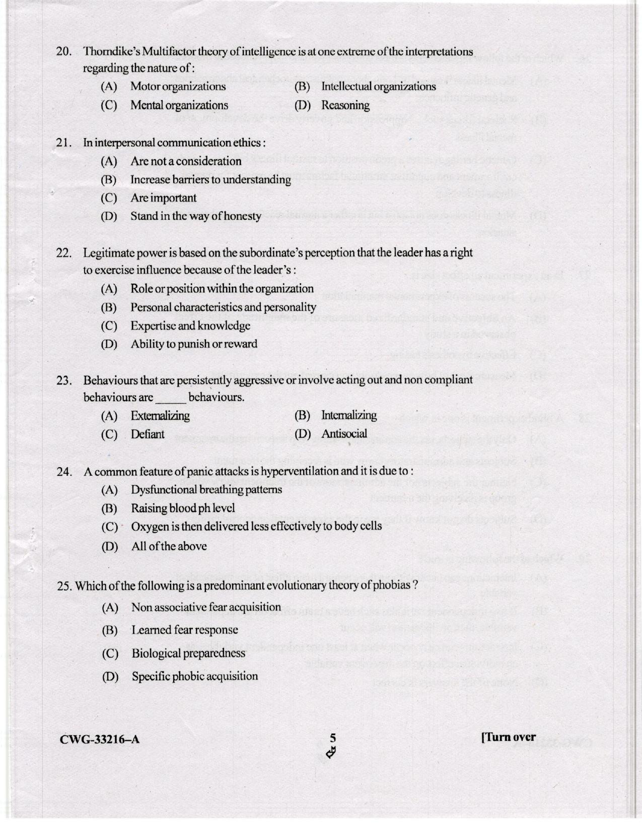 KUET 2023 M.A. Psychology Question Paper - Page 44