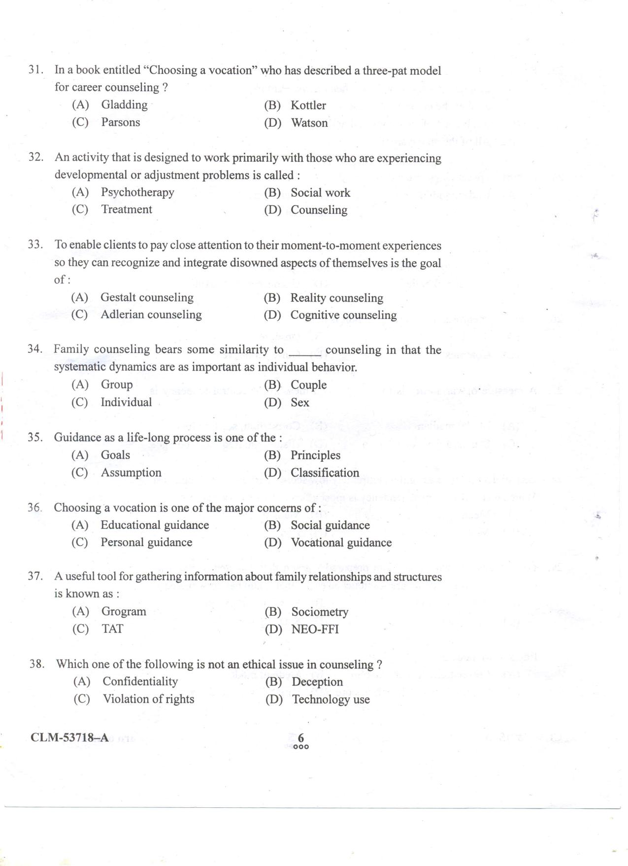 KUET 2023 M.A. Psychology Question Paper - Page 66